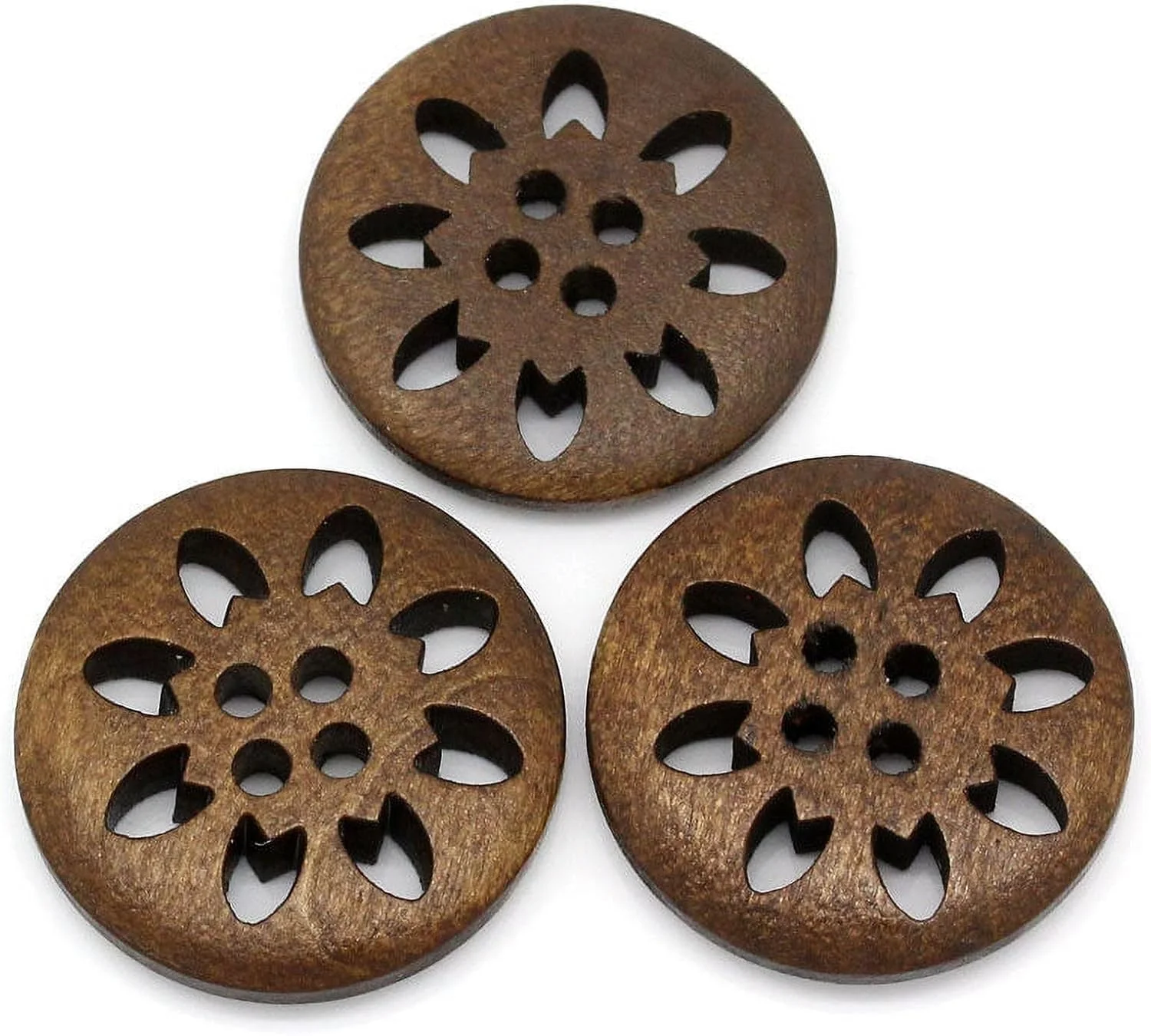 پوریوپرل 20 عدد دکمه چوبی قهوه ای طرح دانه برف با 4 سوراخ، دکمه های خیاطی چوبی برای صنایع دستی DIY، لوازم خیاطی پوریوپرل 20 عدد دکمه چوبی قهوه ای طرح دانه برف با 4 سوراخ، دکمه های خیاطی چوبی برای صنایع دستی DIY، لوازم خیاطی