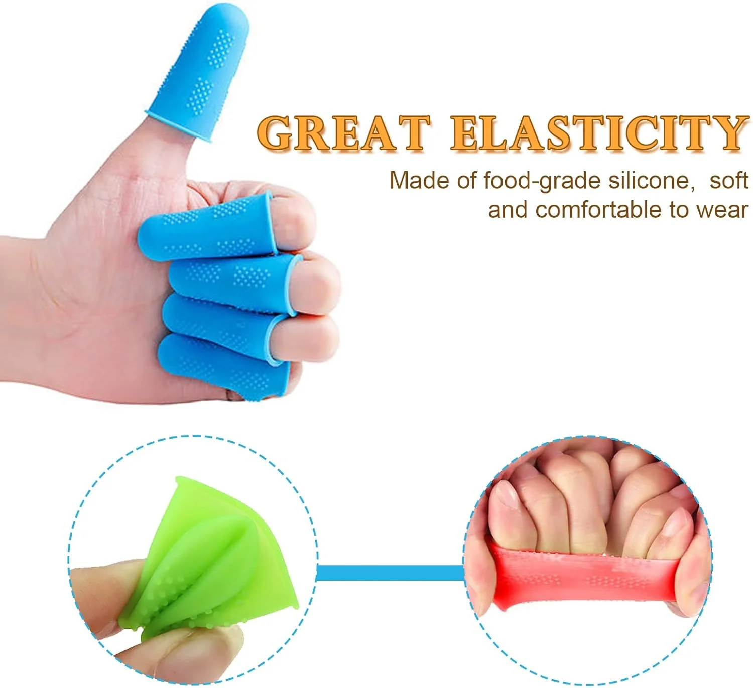 محافظ انگشت سیلیکونی برای برش، بسته 10 عددی، 3 سایز مختلف، محافظ انگشت شست لاستیکی، مناسب خرد کردن، خیاطی، موم، چسب حرارتی، 5 رنگ