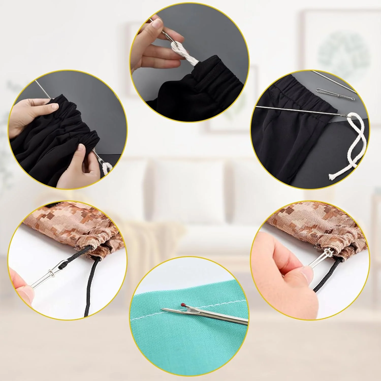 مجموعه ابزار خیاطی و کاردستی Pretwad شامل 8 قطعه ابزار برگردان حلقه و ابزار نخ کش بند، ابزار برگردان حلقه برای مهره های سیلیکونی، ابزار گیره گره برای مهره های سیلیکونی با گیره های نخ کش طناب ساده و قلاب