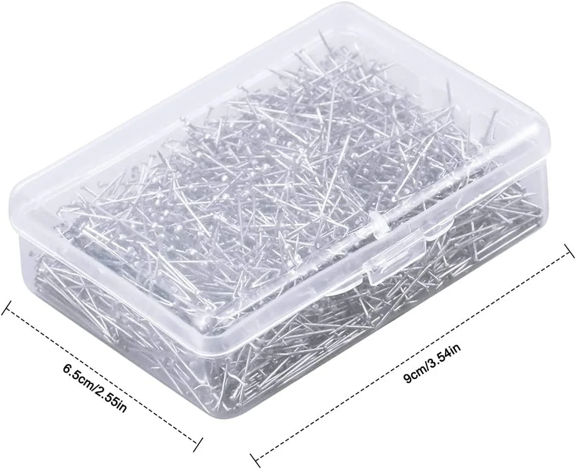 سوزن ته گرد خیاطی Premify، 2000 عدد، سوزن های خیاطی استیل ضد زنگ 1 اینچی با سر صاف برای عروسی، تزئین صنایع دستی، شال/حجاب، سوزن های معمولی