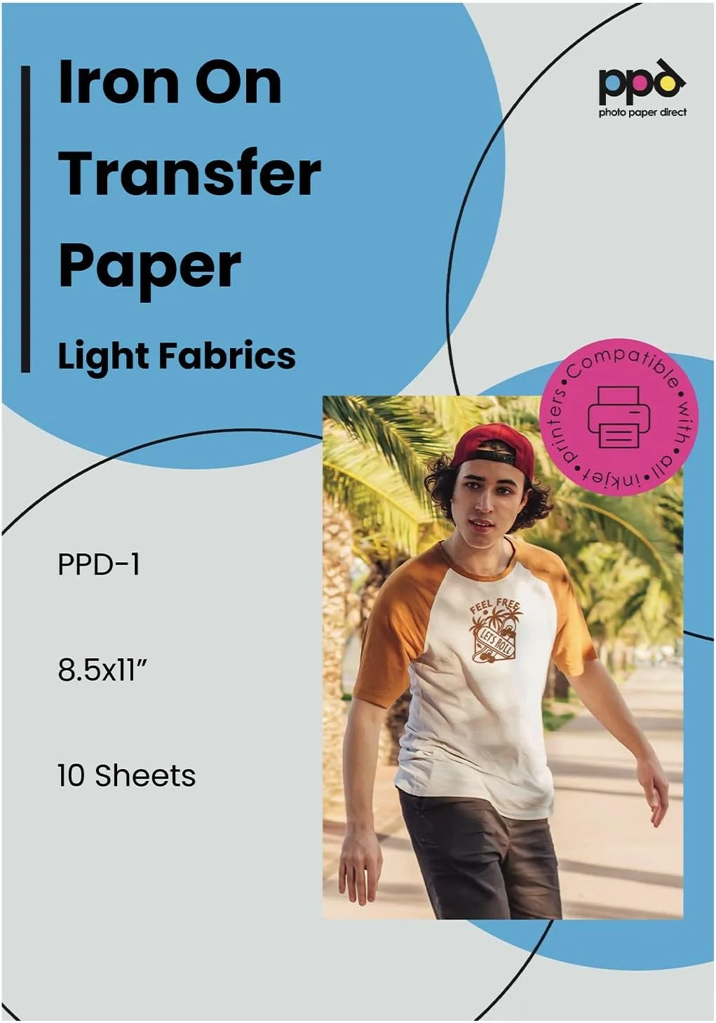 کاغذ انتقال حرارتی جوهر افشان PPD برای تی شرت های سفید و رنگ روشن (سایز LTR 8.5x11 اینچ، بسته 10 عددی، PPD001) کاغذ انتقال حرارتی جوهر افشان PPD برای تی شرت های سفید و رنگ روشن (سایز LTR 8.5x11 اینچ، بسته 10 عددی، PPD001)
