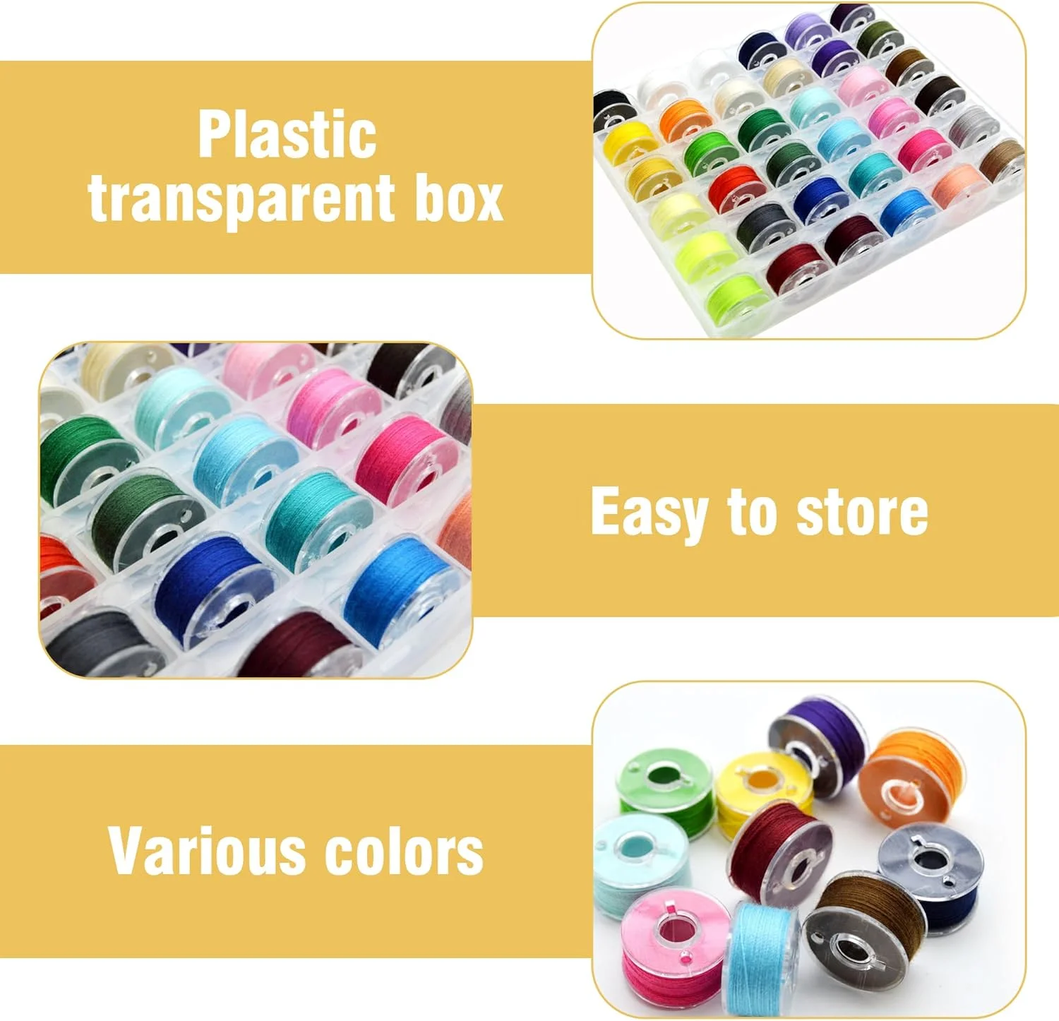 36 عدد نخ ماسوره چرخ خیاطی با جعبه نگهداری، مجموعه ماسوره های از پیش پیچیده شده، رنگ های متنوع، نخ های پلی استر، لوازم جانبی چرخ خیاطی برای چرخ های خیاطی Brother Singer Babylock Janome Elna Kenmore 36 عدد نخ ماسوره چرخ خیاطی با جعبه نگهداری، مجموعه ماسوره های از پیش پیچیده شده، رنگ های متنوع، نخ های پلی استر، لوازم جانبی چرخ خیاطی برای چرخ های خیاطی Brother Singer Babylock Janome Elna Kenmore