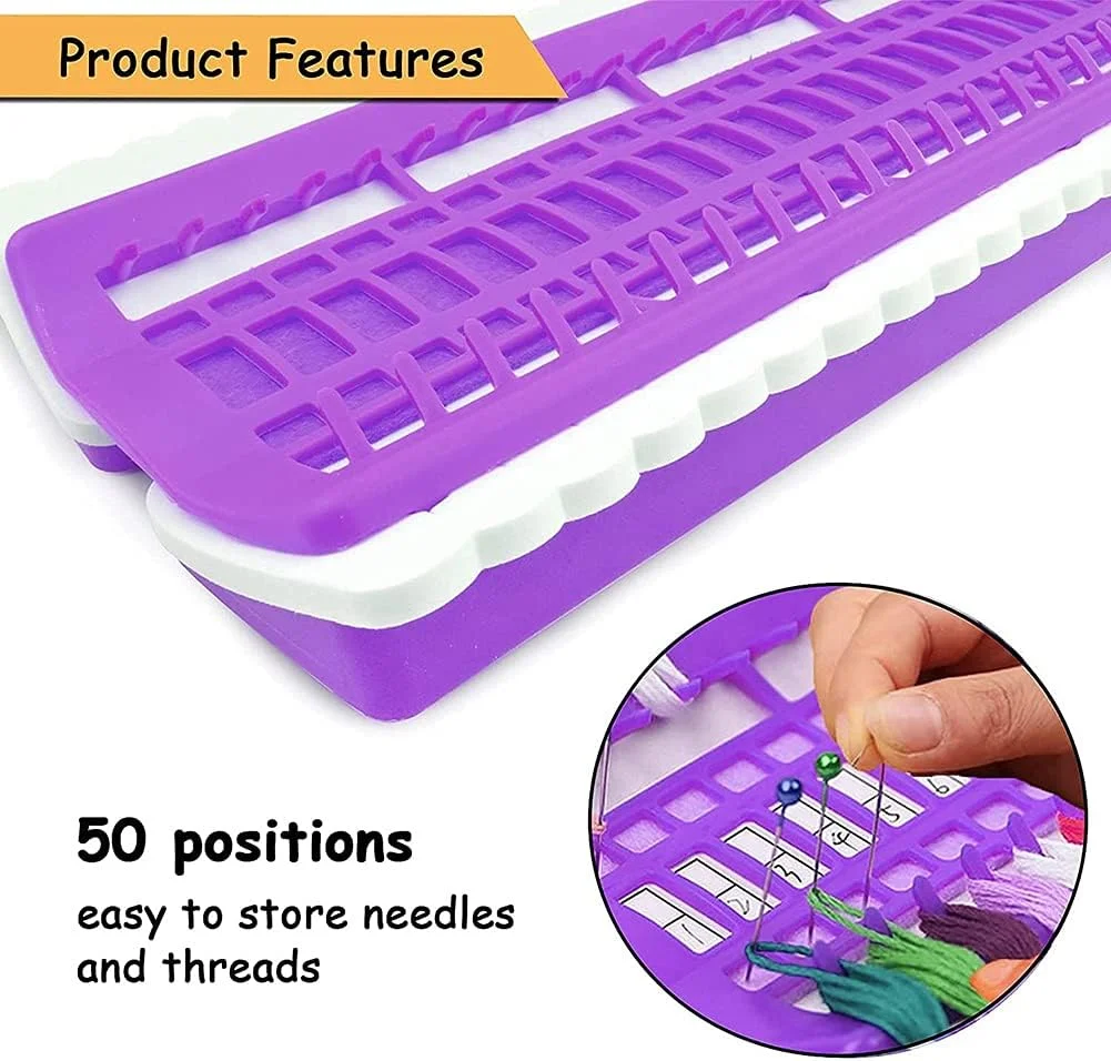 نظم دهنده نخ گلدوزی 50 تایی، 15 عدد کارت کاغذی قابل تعویض، نگهدارنده نخ (بنفش) نظم دهنده نخ گلدوزی 50 تایی، 15 عدد کارت کاغذی قابل تعویض، نگهدارنده نخ (بنفش)