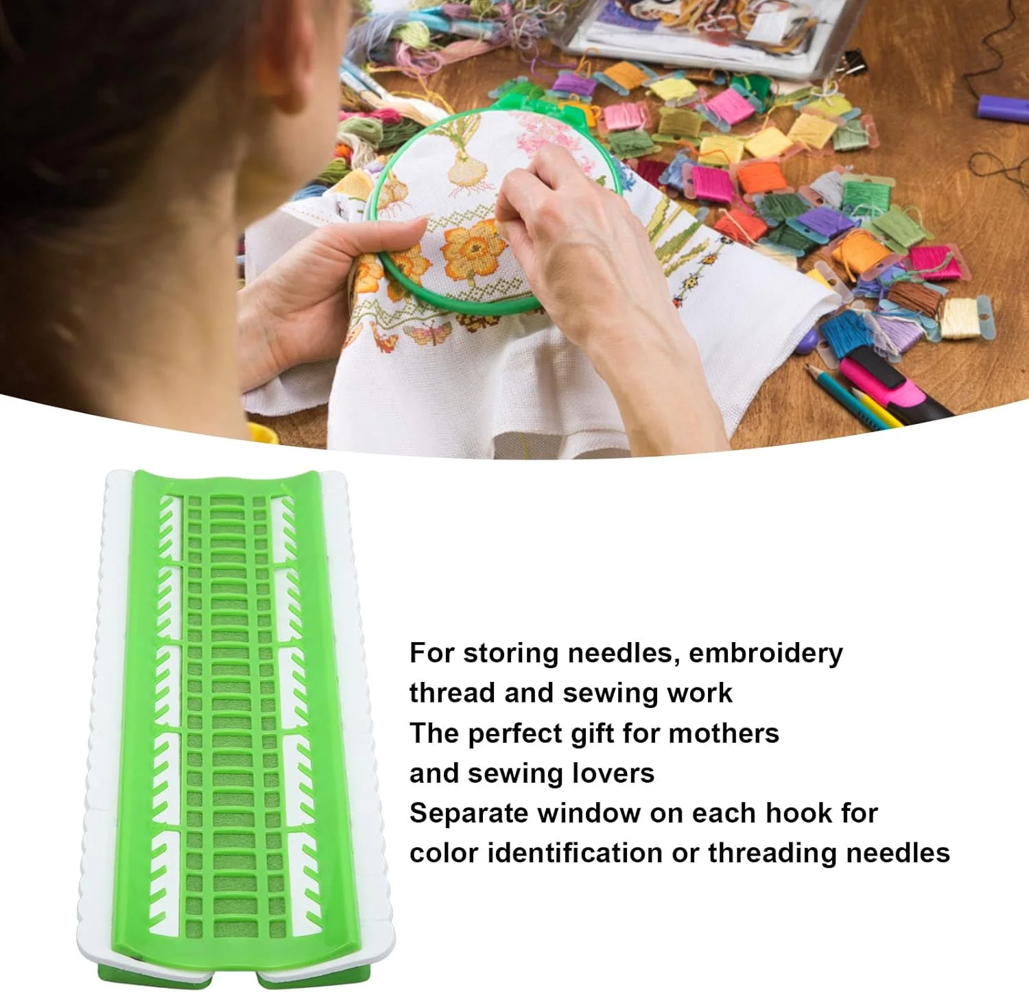 نظم دهنده نخ 50 تایی، نظم دهنده نخ گلدوزی کوک صلیبی با 4 کاغذ قابل تعویض برای طبقه بندی (سبز) نظم دهنده نخ 50 تایی، نظم دهنده نخ گلدوزی کوک صلیبی با 4 کاغذ قابل تعویض برای طبقه بندی (سبز)