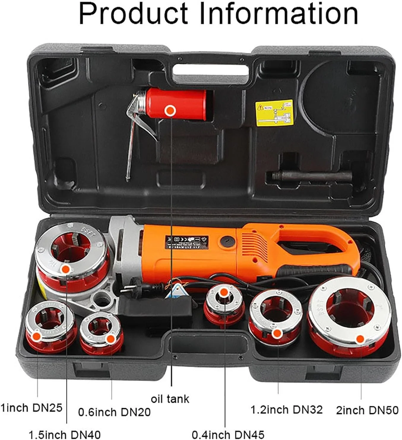 Portable Pipe Threader,Electric Pipe Threader, 2300W Pipe Threading Machine, Pipe Threader Machine Copper Motor w/ 6 Dies (1/2" 3/4" 1" 1-1/4" 1-1/2" 2") & Carrying Case Portable Pipe Threader,Electric Pipe Threader, 2300W Pipe Threading Machine, Pipe Threader Machine Copper Motor w/ 6 Dies (1/2" 3/4" 1" 1-1/4" 1-1/2" 2") & Carrying Case