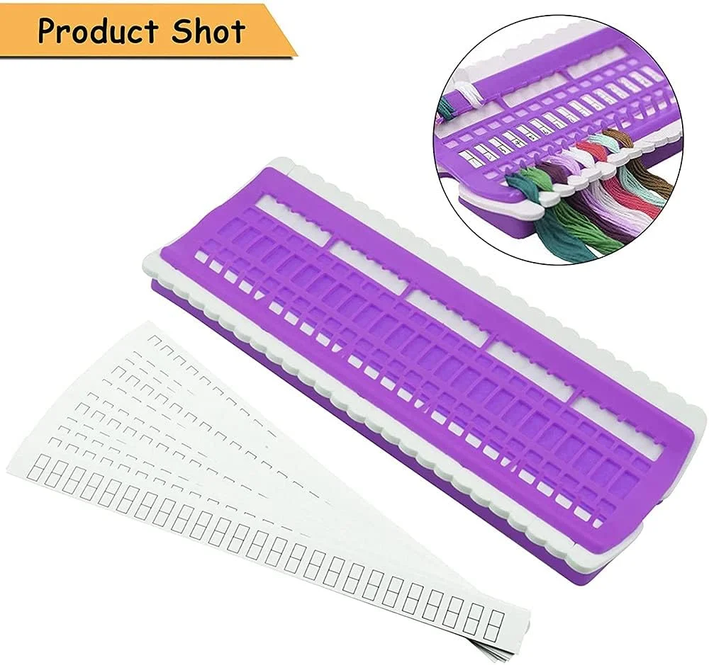 نظم دهنده نخ گلدوزی 50 تایی، 15 عدد کارت کاغذی قابل تعویض، نگهدارنده نخ (بنفش) نظم دهنده نخ گلدوزی 50 تایی، 15 عدد کارت کاغذی قابل تعویض، نگهدارنده نخ (بنفش)