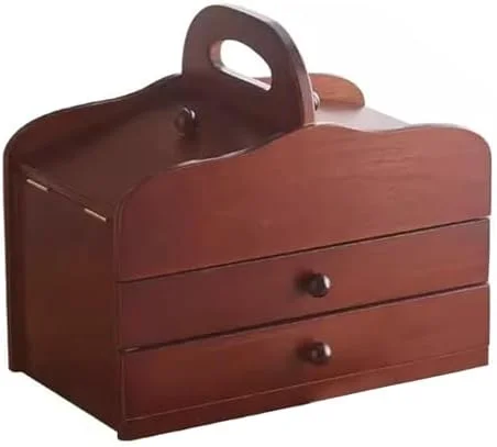 جعبه خیاطی، جعبه خیاطی چوبی، سبد ابزار تعمیر بخیه قابل حمل، با محفظه، 2 کشو، برای نگهداری قرقره نخ، لوازم جانبی خیاطی DIY (جعبه خالی) جعبه خیاطی، جعبه خیاطی چوبی، سبد ابزار تعمیر بخیه قابل حمل، با محفظه، 2 کشو، برای نگهداری قرقره نخ، لوازم جانبی خیاطی DIY (جعبه خالی)