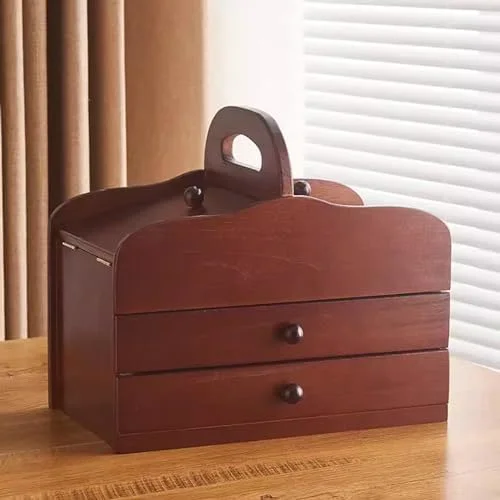 جعبه خیاطی، جعبه خیاطی چوبی، سبد ابزار تعمیر بخیه قابل حمل، با محفظه، 2 کشو، برای نگهداری قرقره نخ، لوازم جانبی خیاطی DIY (جعبه خالی) جعبه خیاطی، جعبه خیاطی چوبی، سبد ابزار تعمیر بخیه قابل حمل، با محفظه، 2 کشو، برای نگهداری قرقره نخ، لوازم جانبی خیاطی DIY (جعبه خالی)