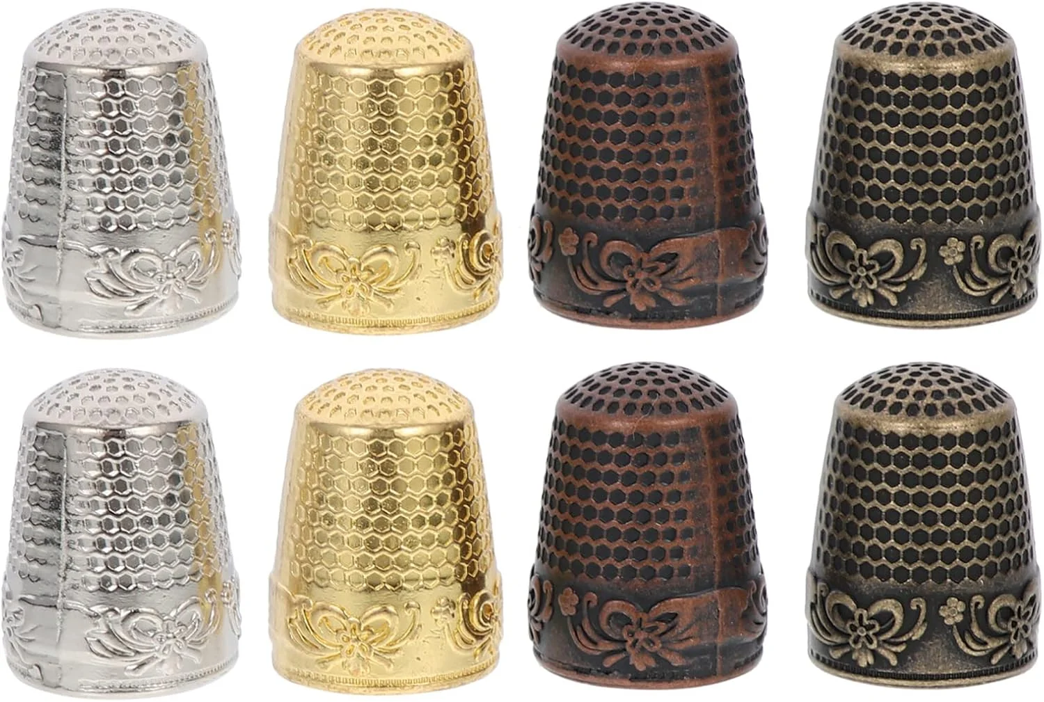 8 عدد انگشتانه خیاطی قابل حمل، محافظ انگشت مسی، انگشتانه های حرفه ای، ابزار خیاطی نوک انگشت برای کارهای دستی (چند رنگ)