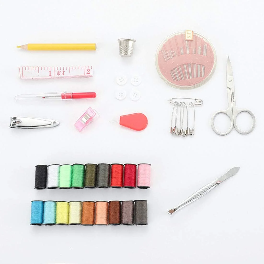 جعبه خیاطی، ست خیاطی مسافرتی قابل حمل برای بزرگسالان، لوازم خیاطی حرفه ای شامل سوزن، نخ، بشکاف، دکمه، انگشتانه برای DIY/اورژانس/مبتدی، مشکی