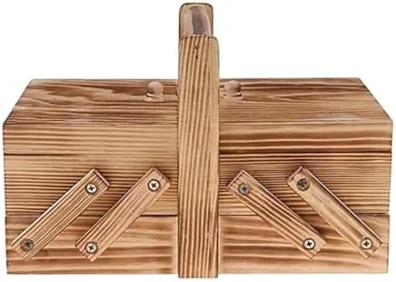 جعبه خیاطی، جعبه خیاطی چوبی قابل حمل با محفظه نخ سبد خیاطی بزرگ برای جواهرات دکمه کارت سازمان دهنده میز کیت های خیاطی برای بزرگسالان (بژ)