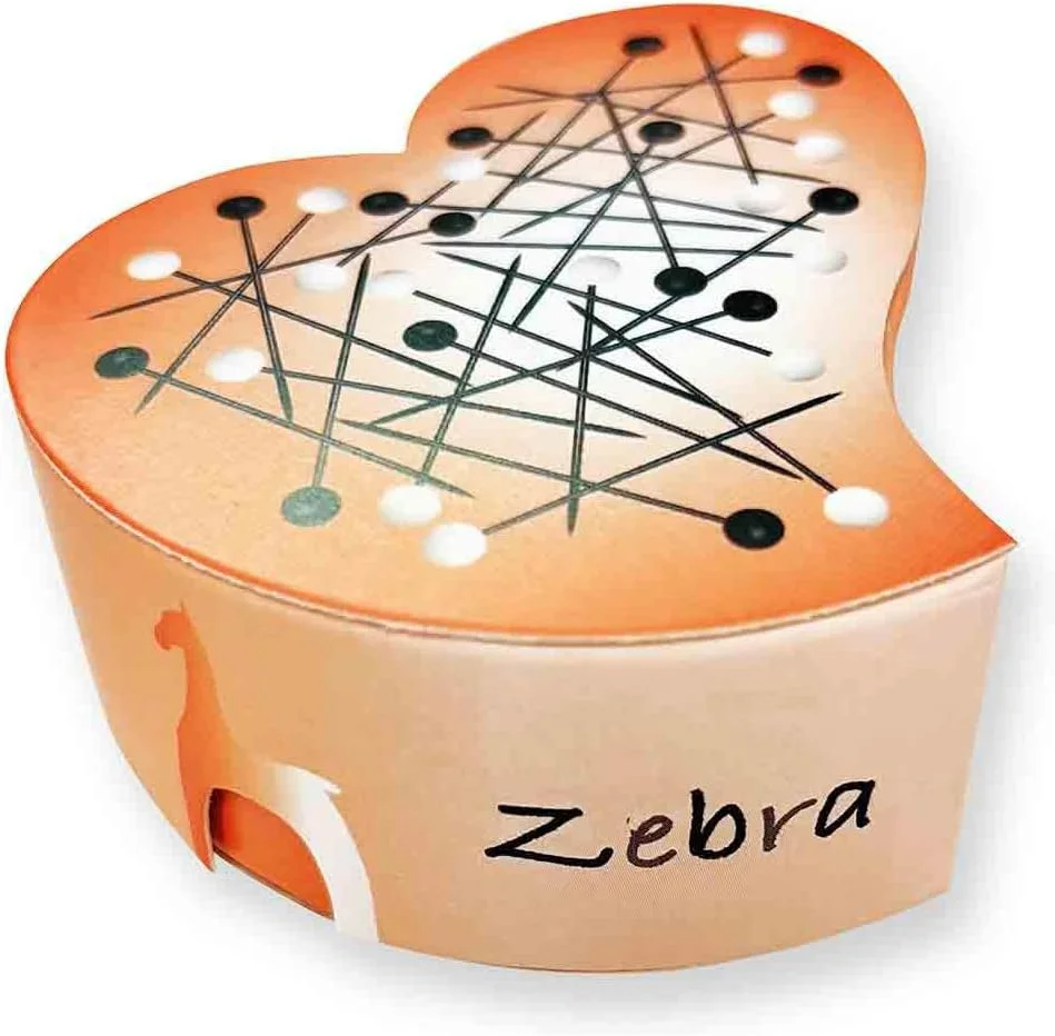 سنجاق ته گرد مشکی پونی، طرح گورخری، فولاد، 0.60x30 میلی متر، سیاه-سفید - 1 عدد