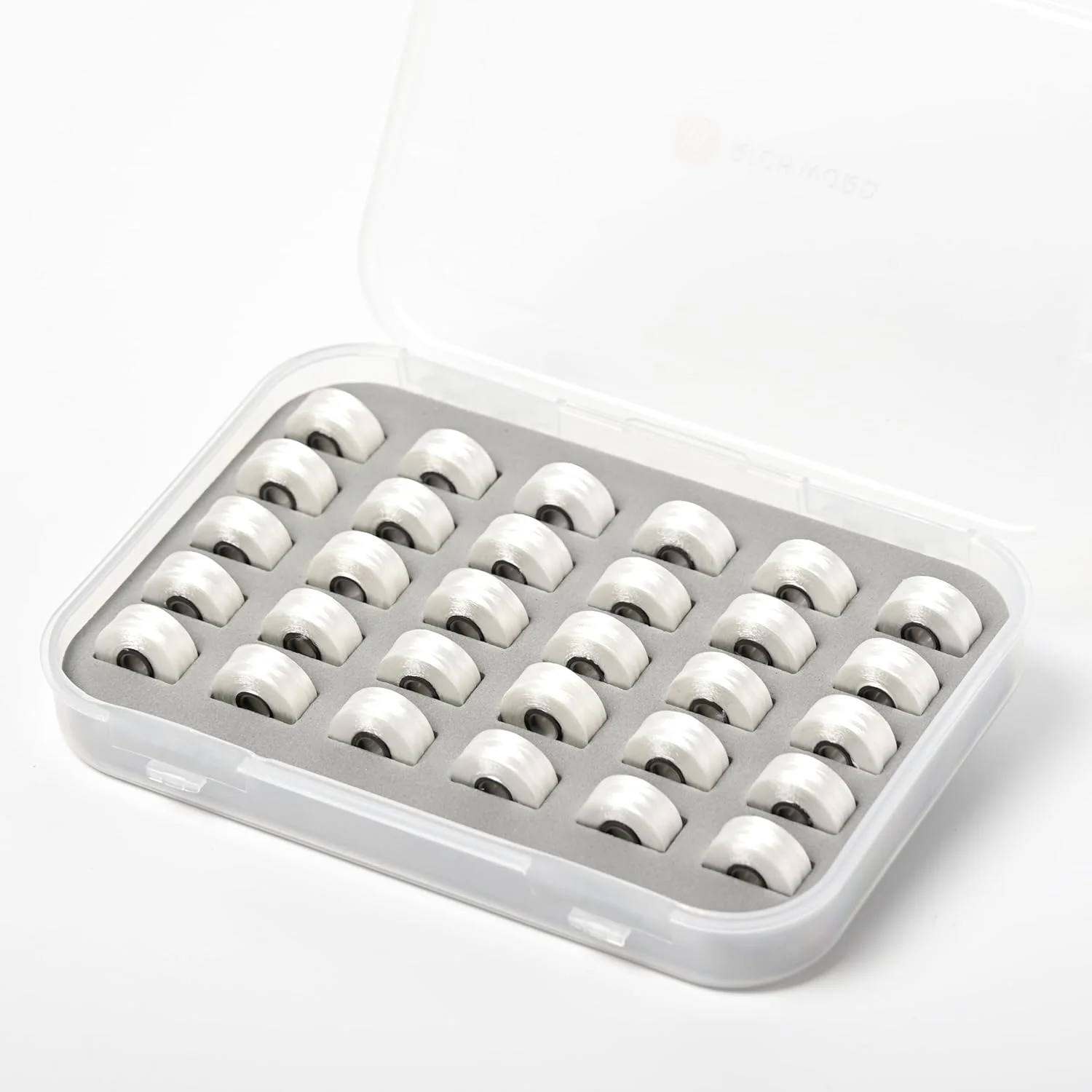 جعبه نگهداری ماسوره 30 خانه Poolin RICHWORD، جعبه ماسوره پلاستیکی ضخیم شده با اسفنج ثابت، ابزار چرخ خیاطی