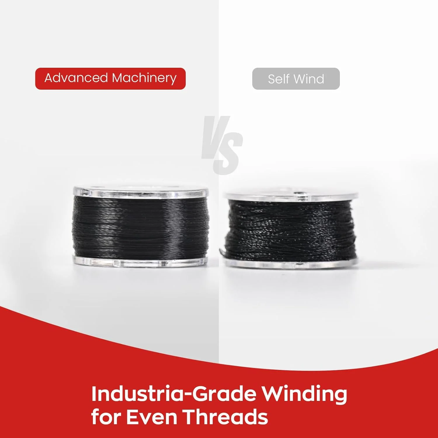 ماسوره های از پیش پیچیده پولین RICHWORD، پلاستیکی، 144 عدد سایز L(SA155)، نخ ماسوره پلی استر 70D/2(60WT) برای ماشین گلدوزی و خیاطی، مشکی 134 یارد