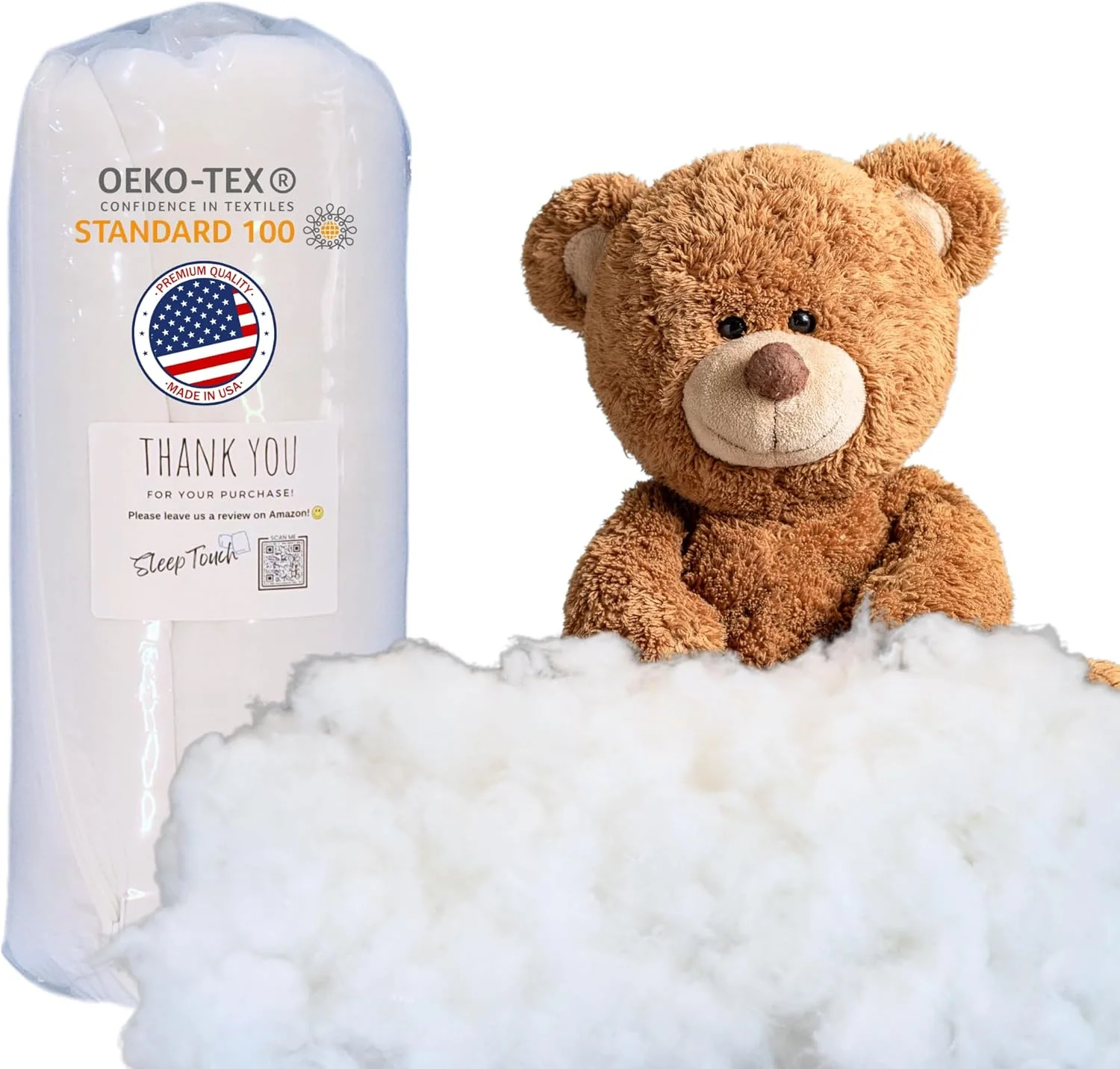 الیاف پلی استر برای پر کردن – 225 گرم الیاف پلی استر با تراکم بالا برای کوسن مبل، بالش، حیوانات عروسکی، اسباب بازی، صنایع دستی و DIY – الیاف نرم، کرکی و با قابلیت ارتجاعی بالا – دارای گواهینامه Oeko-TEX