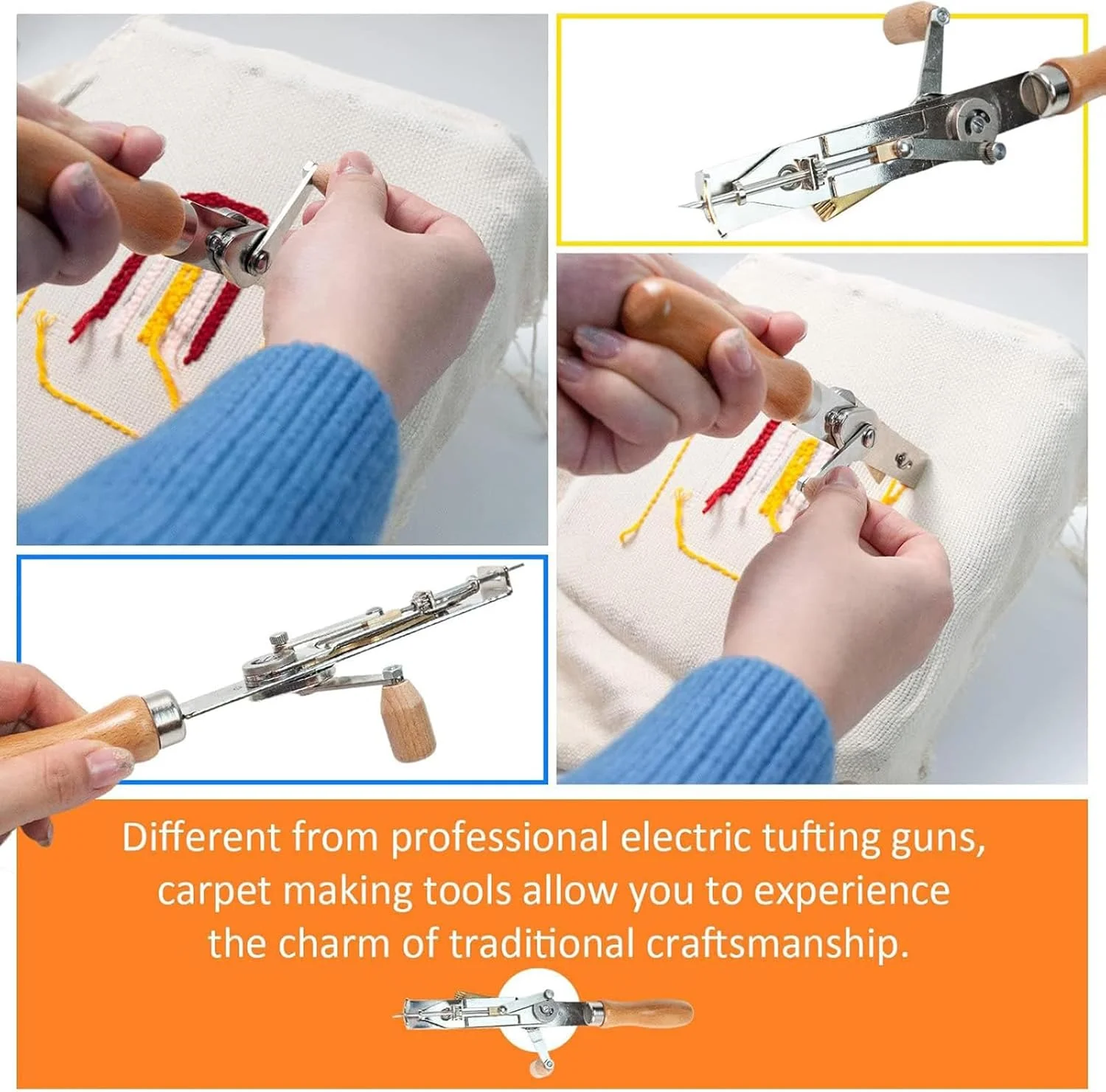 ابزار تفنگ دستی پودک، دستگاه بافندگی فرش دستی با سوزن نخ، ابزار دستی تاپینگ برش پایل، بافت سریع فرش و بهبود کارایی برای افراد مبتدی و ماهر
