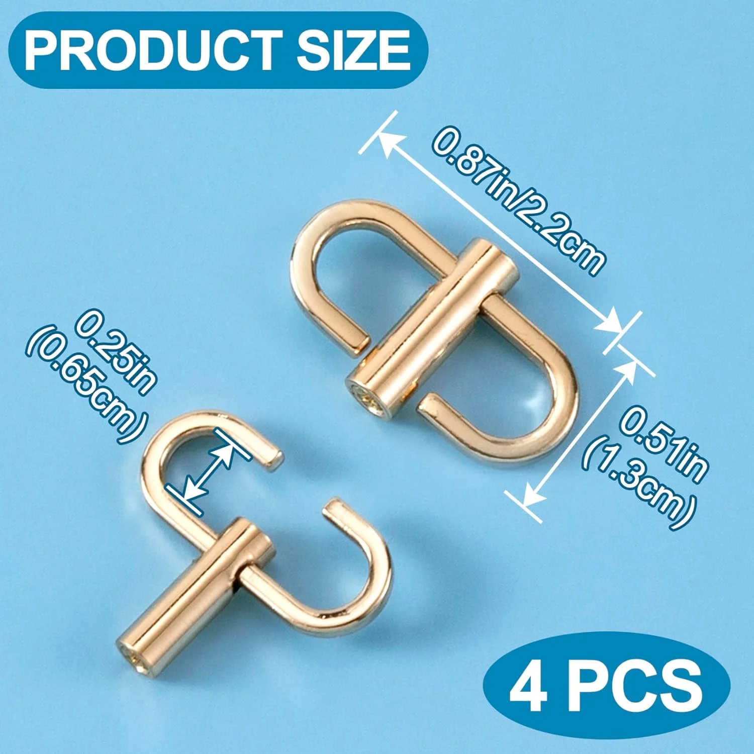 گیره کوتاه کننده زنجیر کیف Pndeyo آلیاژی 4 عددی، سگک گیره زنجیر کیف پول قابل تنظیم 360 درجه چرخان، لوازم جانبی سخت افزاری قفل کوتاه کننده گردنبند برای کوتاه کردن زنجیر کیف - طلایی