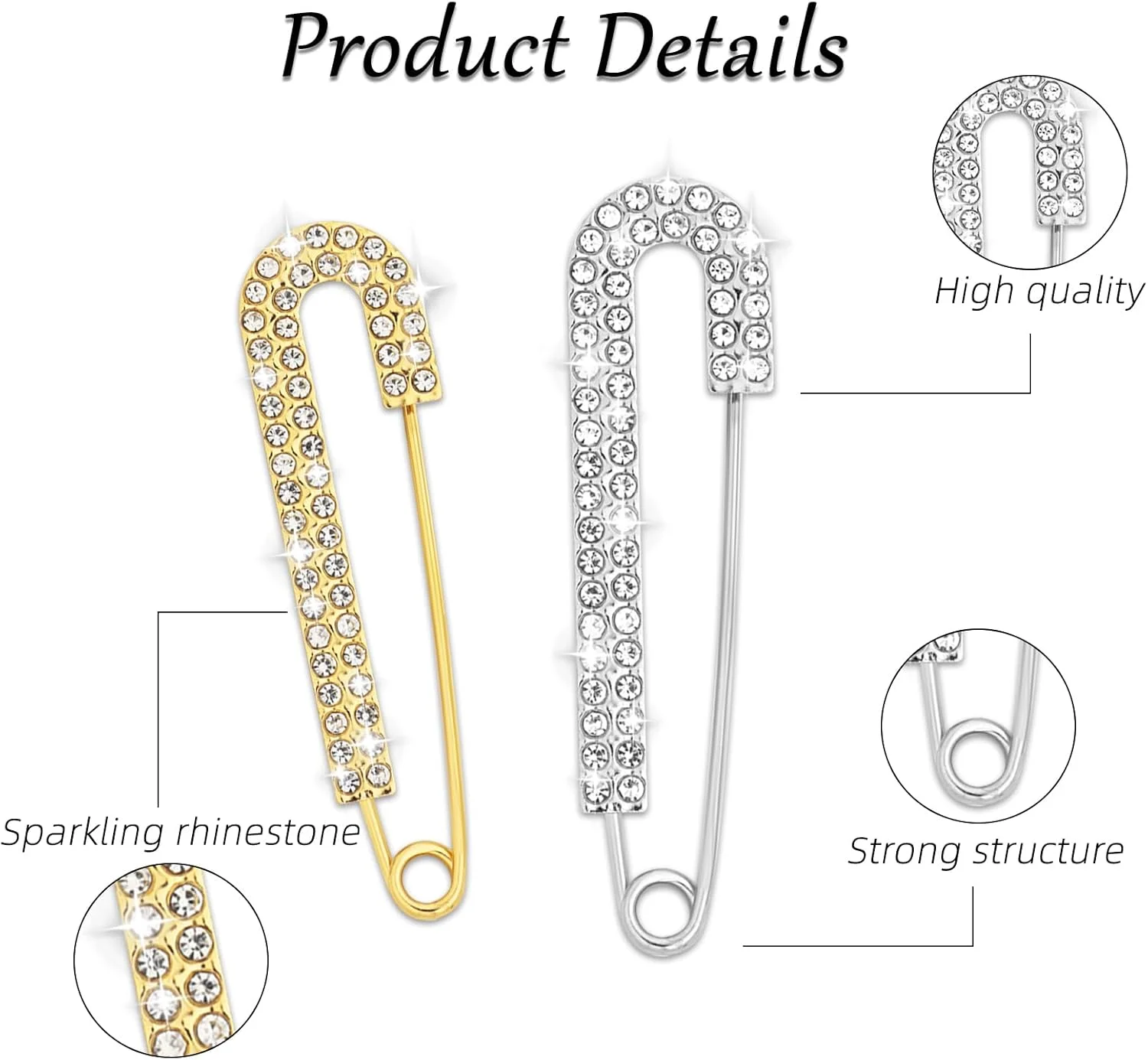 PLwelth 6 عدد سنجاق سینه مرواریدی، سنجاق قفلی نگین دار، گیره شال و ژاکت مرواریدی برای زنان و دختران، مناسب برای دامن، شلوار، ژاکت، روسری، کلاه و لوازم جانبی، سنجاق قفلی درخشان برای ساخت جواهرات