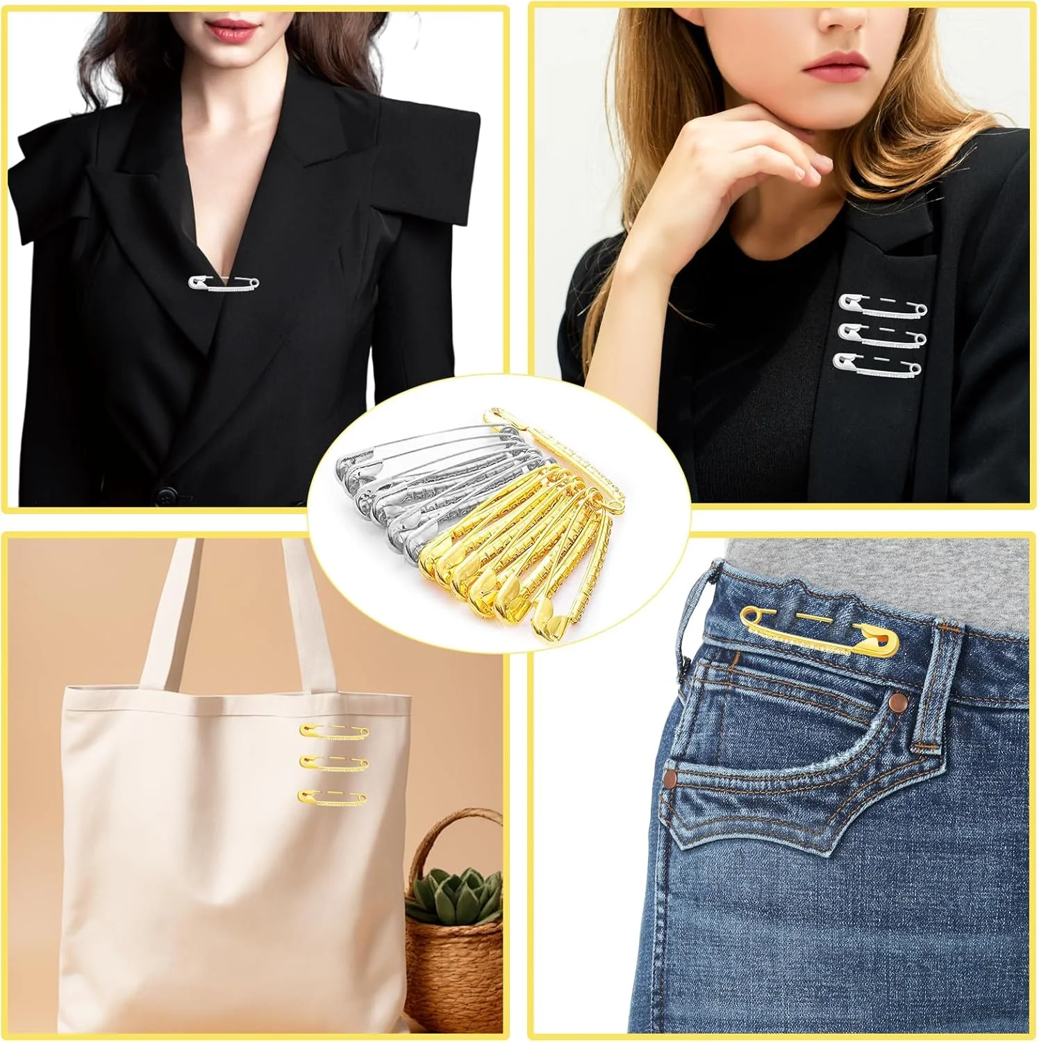 PLwelth 12 عدد سنجاق قفلی نگین دار طلایی نقره ای گیره شال ژاکت سنجاق سینه کریستالی بدلی برای دامن دخترانه زنانه ژاکت روسری کلاه لوازم جانبی سنجاق قفلی درخشان برای ساخت جواهرات