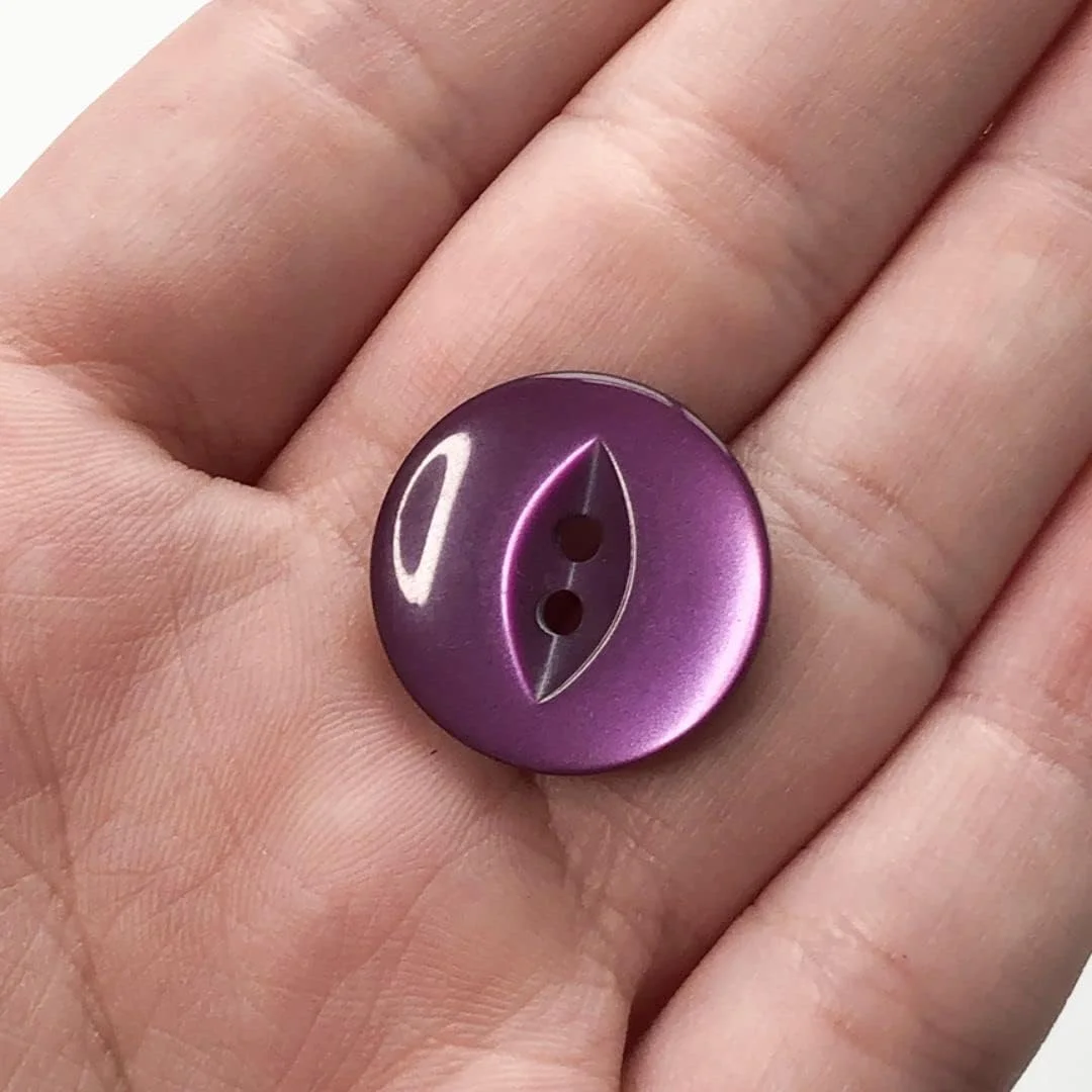 پک 10 عددی دکمه های چشم ماهی گرد Plush Addict برای خیاطی، بافندگی، تزیینات، صنایع دستی و لوازم جانبی - بنفش - 11 میلی متر