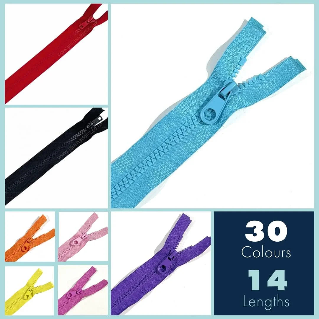 زیپ های پلاستیکی ضخیم و بادوام Plush Addict با انتهای باز برای خیاطی، صنایع دستی، پوشاک و لوازم جانبی - کرم - 25 سانتی متر