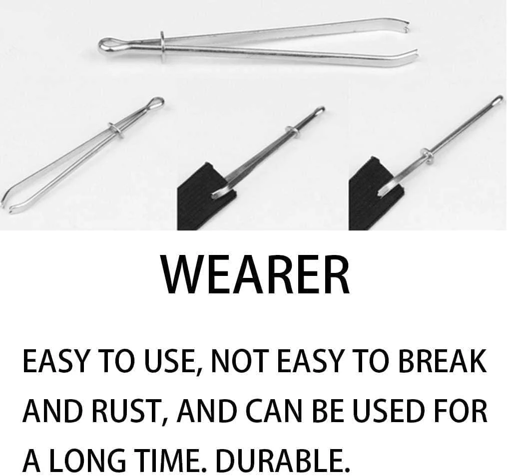 پلوزمکالم 2 عددی سوزن نخ نقره ای، سوزن نخ کش الاستیک، سوزن نخ کش فولادی، ابزار نخ کشی طناب و بند ناف برای صنایع دستی خیاطی، استفاده ایمن و کوچک