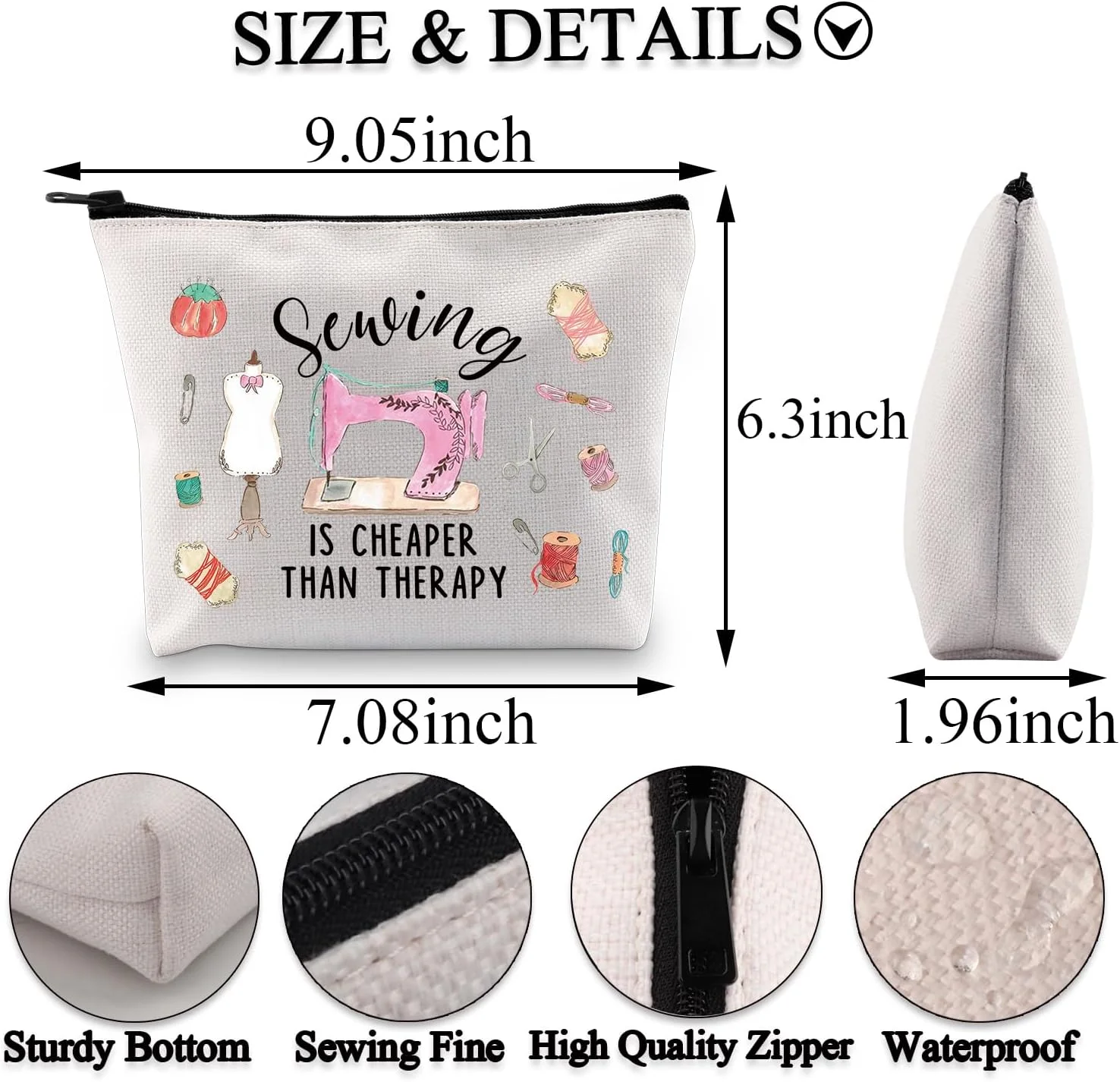 کیف لوازم آرایش PLITI هدیه ای برای دوستداران خیاطی، خیاطی ارزان تر از تراپی است، کیف آرایش برای لحاف دوز، خیاط و درزی (کیف خیاطی ارزان تر)