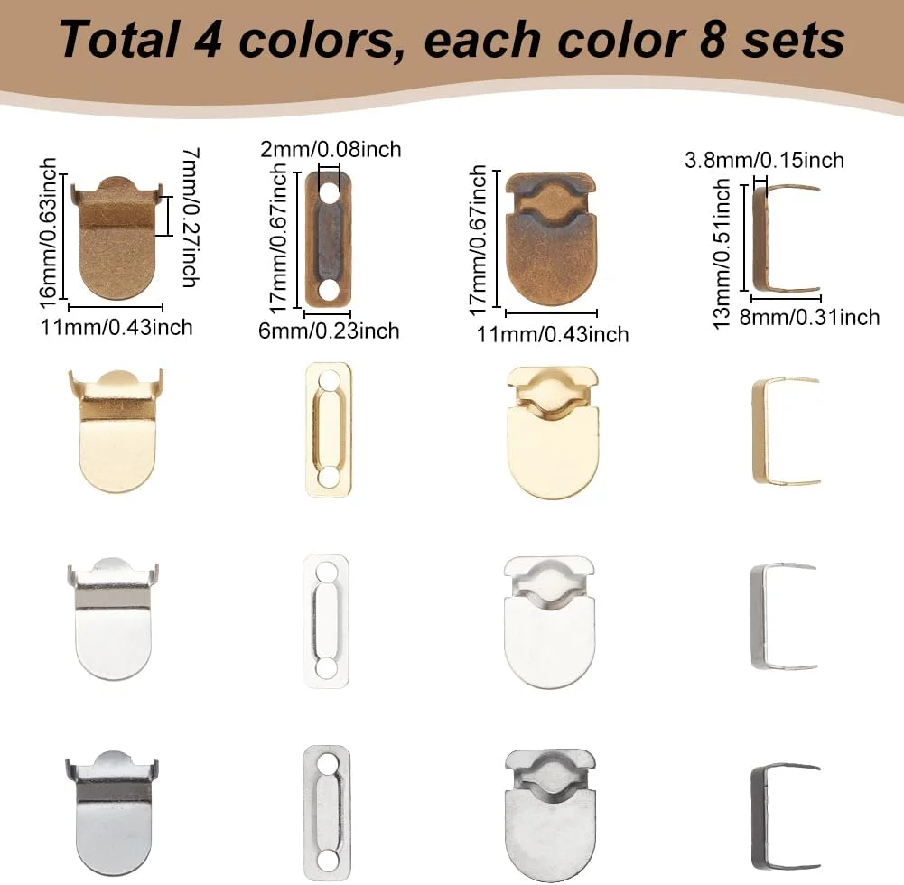 PLIGREAT 32 جفت قلاب و قزن در 4 رنگ، بست های بدون دوخت، قلاب فلزی کمر و بست میله ای، قلاب های بدون دوخت برای شلوار، لباس، دامن، خیاطی و صنایع دستی DIY