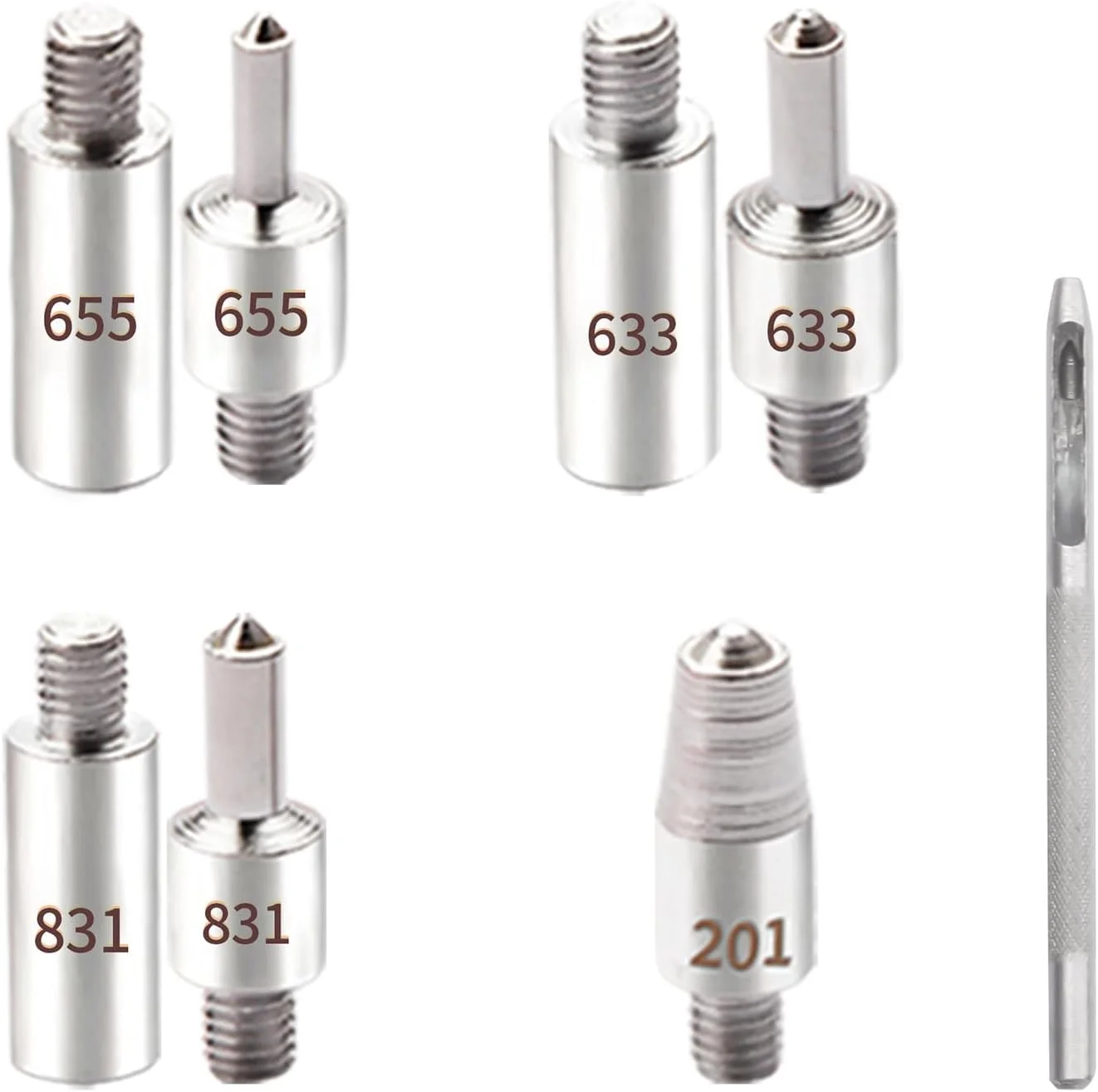 ابزار نصب دکمه فشاری به همراه 19 سری، نصب سایزهای مختلف روی سگک های فلزی #655 (10mm) #633 (12.5mm) #831 (15mm) و برای پنج چنگالی 9.5 میلی متری