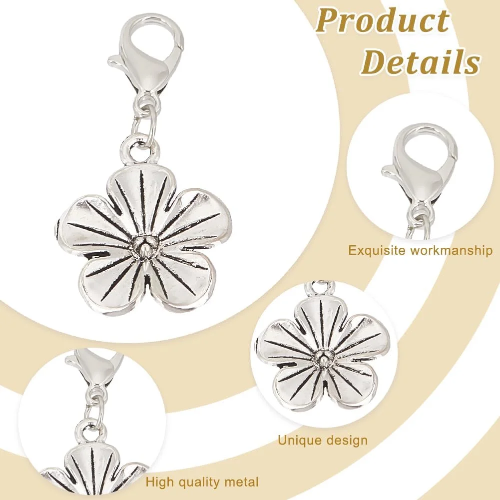 آویز زیپ طرح آفتابگردان PLIGREAT، بسته 18 عددی، جایگزین فلزی زیپ طرح گل رز و لوتوس، مناسب برای تزیین کاپشن، چمدان، کیف، لوازم خیاطی، اسلایدر فلزی شیک، نقره ای