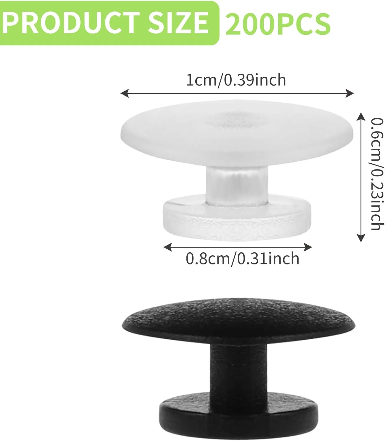 200 عدد دکمه پلاستیکی سگک دار، 2 رنگ مشکی و شفاف، لوازم جانبی تزئینی کفش، دکمه های دستبند تزئینی برای لوازم جانبی پشت کفش