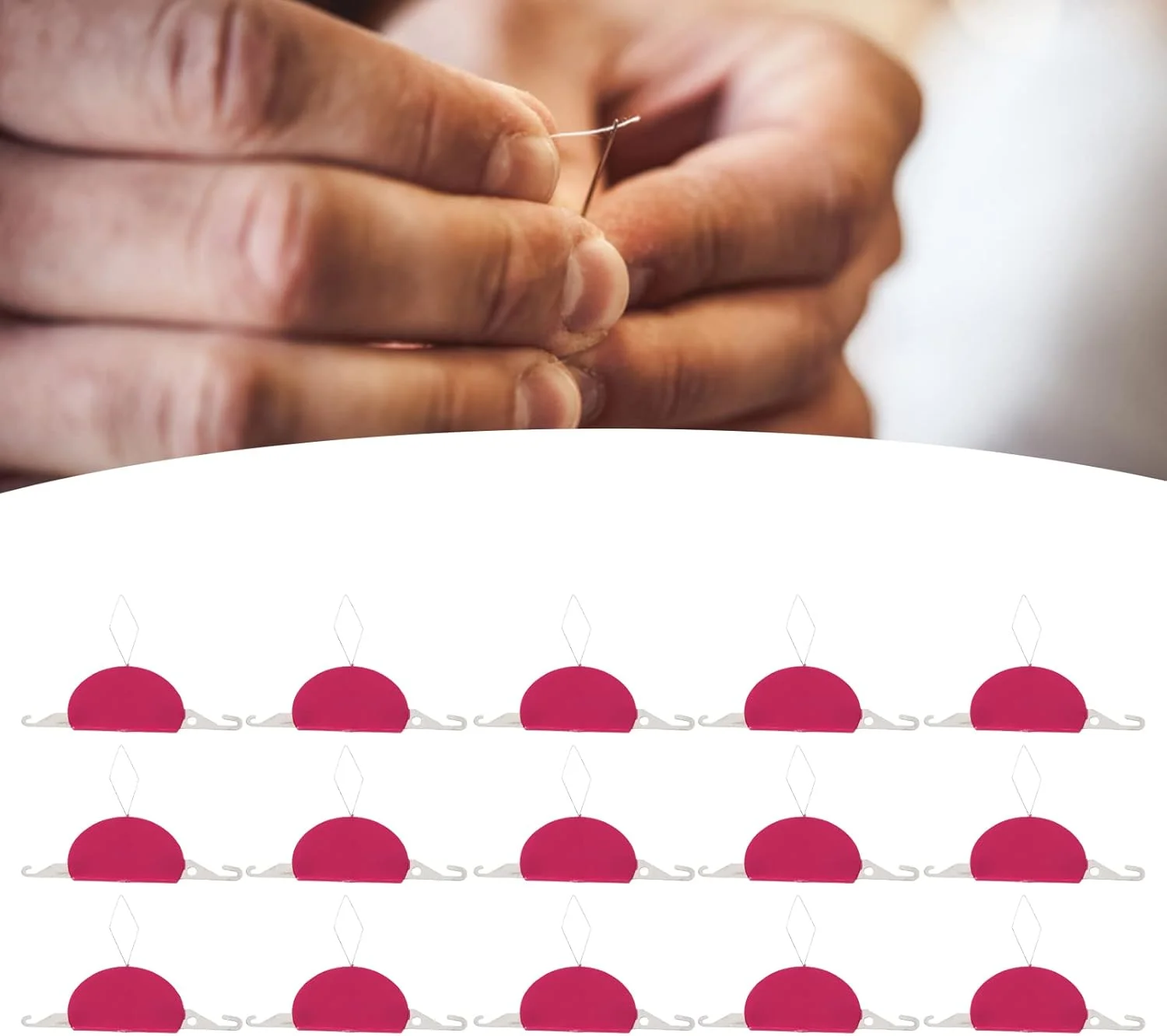 سوزن نخ کن پلاستیکی، سوزن نخ کن فلزی بادوام برای نخ کردن آسان و محکم سوزن خیاطی، 15 عدد، کاربرد گسترده در دوخت