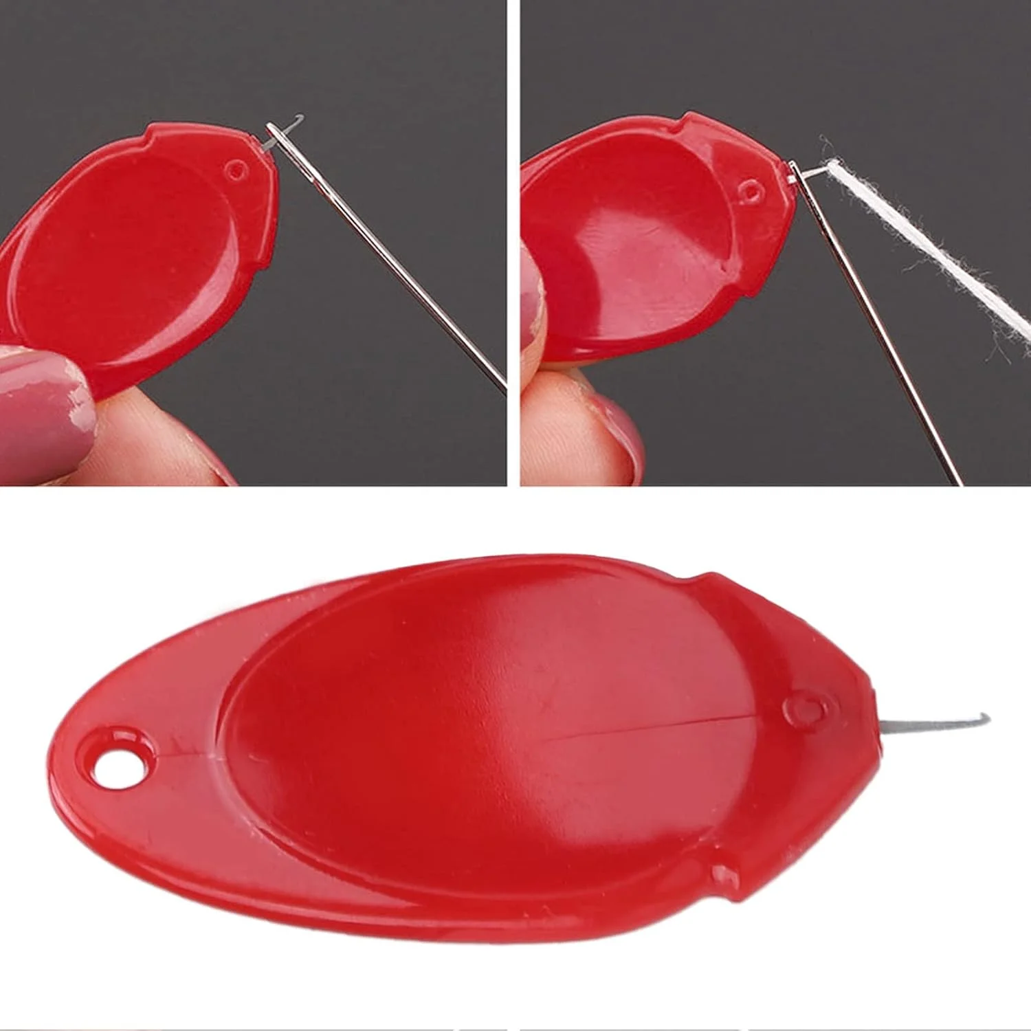 سوزن نخ کن پلاستیکی رنگی با حلقه سیمی، ابزار آسان DIY برای خیاطی و صنایع دستی (قرمز)