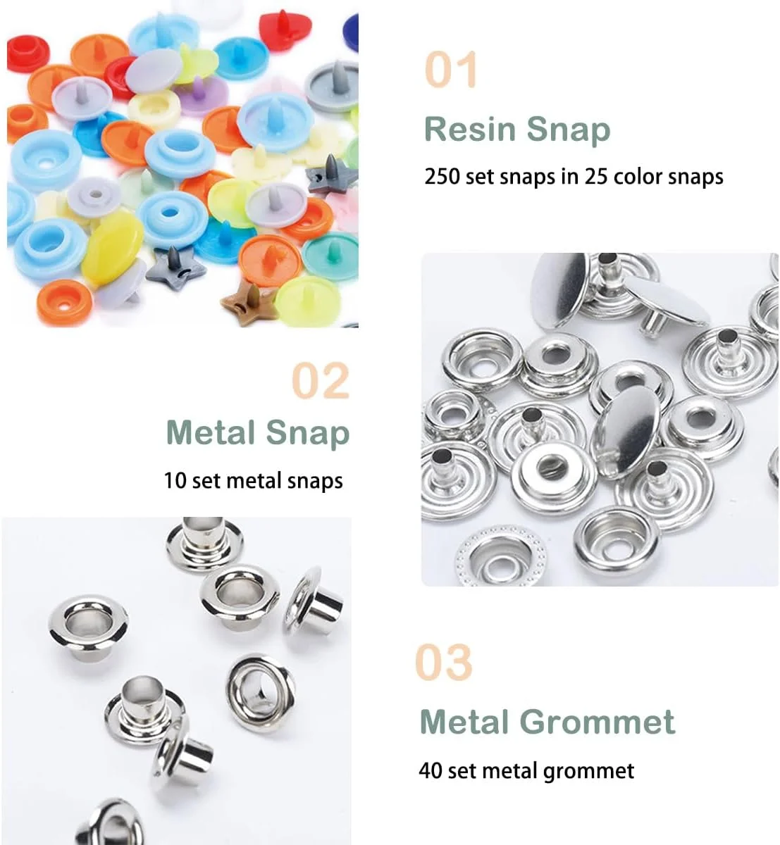 کیت 27 بست پلاستیکی دکمه فشاری، دکمه های فشاری پلاستیکی و فلزی با مجموعه انبر، 270 ست دکمه فشاری پلاستیکی و فلزی برای خیاطی و کاردستی (آبی)