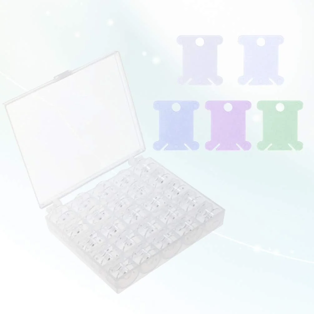 ماسوره های نخ دندان پلاستیکی برای نخ پنبه ای گلدوزی و کوک دوزی با جعبه نگهداری برای صنایع دستی، خیاطی و نگهداری لوازم، 25 عدد