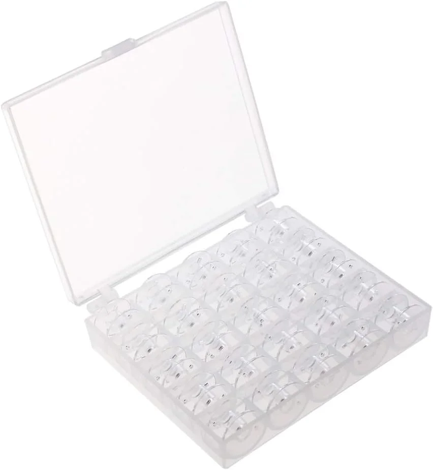 ماسوره های نخ دندان پلاستیکی برای نخ پنبه ای گلدوزی و کوک دوزی با جعبه نگهداری برای صنایع دستی، خیاطی و نگهداری لوازم، 25 عدد