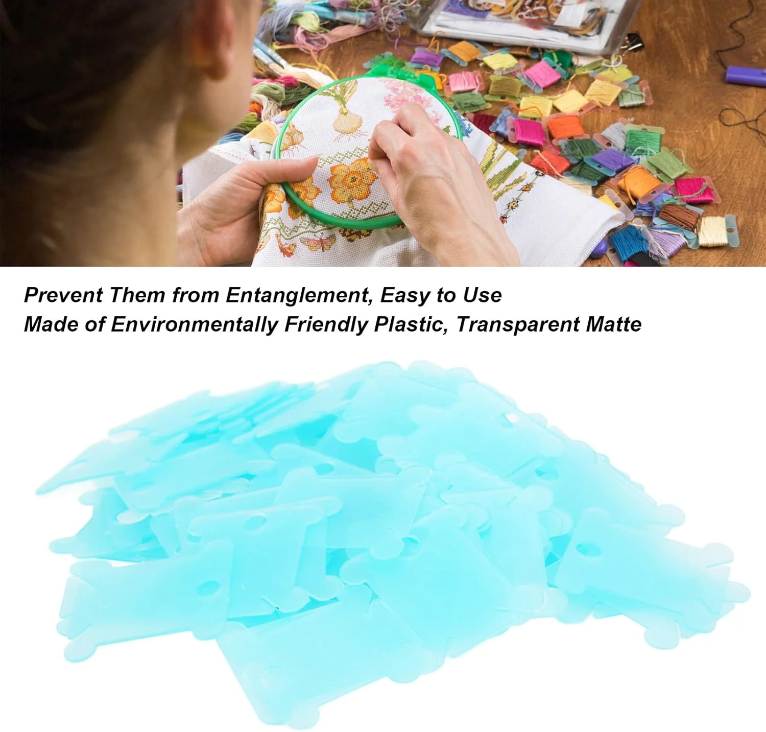 کارت نخ دندان پلاستیکی، 100 عدد قرقره نخ دندان، نگهدارنده نخ گلدوزی برای مرتب سازی نخ گلدوزی، 3.3x3.8 سانتی متر