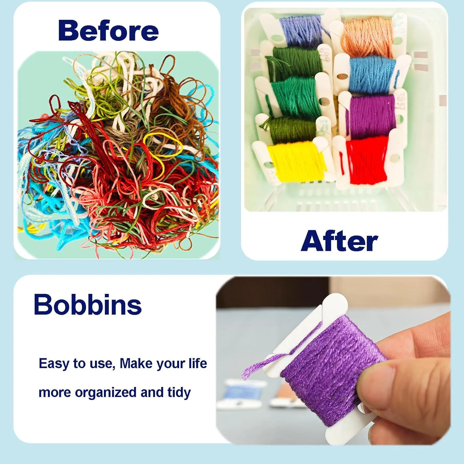 مالوان 300 عدد ماسوره نخ دندان پلاستیکی برای نخ پنبه ای گلدوزی، کاردستی، خیاطی، نگهداری، نگهدارنده نخ، کارت نخ گلدوزی، ماسوره نخ کوک، سفید