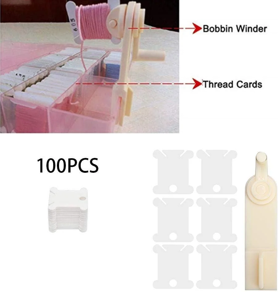 100 عدد قرقره نخ دندان پلاستیکی، سازمان دهنده نخ کوک صلیبی، نگهدارنده نخ با نخ پیچ برای گلدوزی و خیاطی DIY