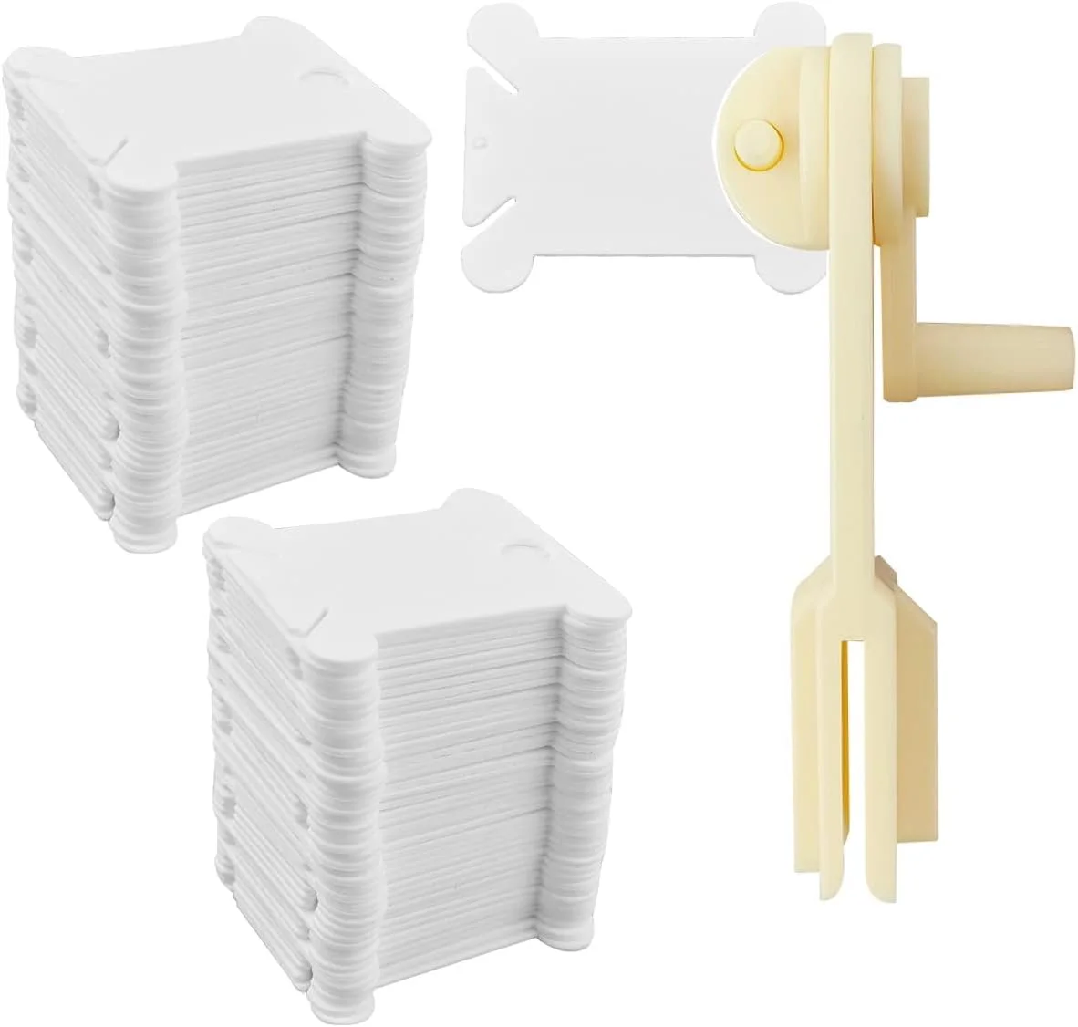 120 عدد قرقره نخ پلاستیکی به همراه 1 عدد نخ پیچ (سفید) برای نخ دوزی، گلدوزی نخ پنبه ای، نخ گلدوزی، کاردستی، نگهداری نخ خیاطی، سازمان دهنده نخ، کارت های گلدوزی DIY