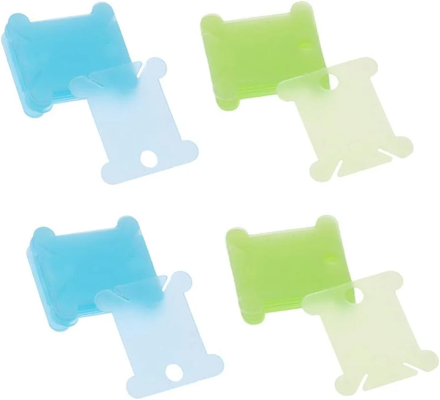 200 عدد قرقره نخ دندان پلاستیکی، کارت نخ گلدوزی، قرقره نخ بخیه متقاطع، سازمان دهنده نخ، کاردستی، لوازم خیاطی (آبی سبز)