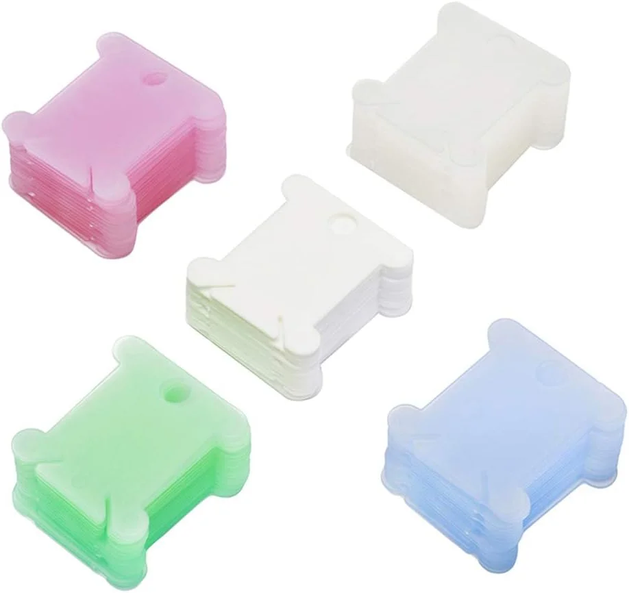 100 عدد قرقره نخ دندان پلاستیکی رنگی مخلوط، کارت نخ گلدوزی، قرقره نخ بخیه متقاطع، سازمان دهنده نخ، کاردستی، خیاطی، ذخیره سازی