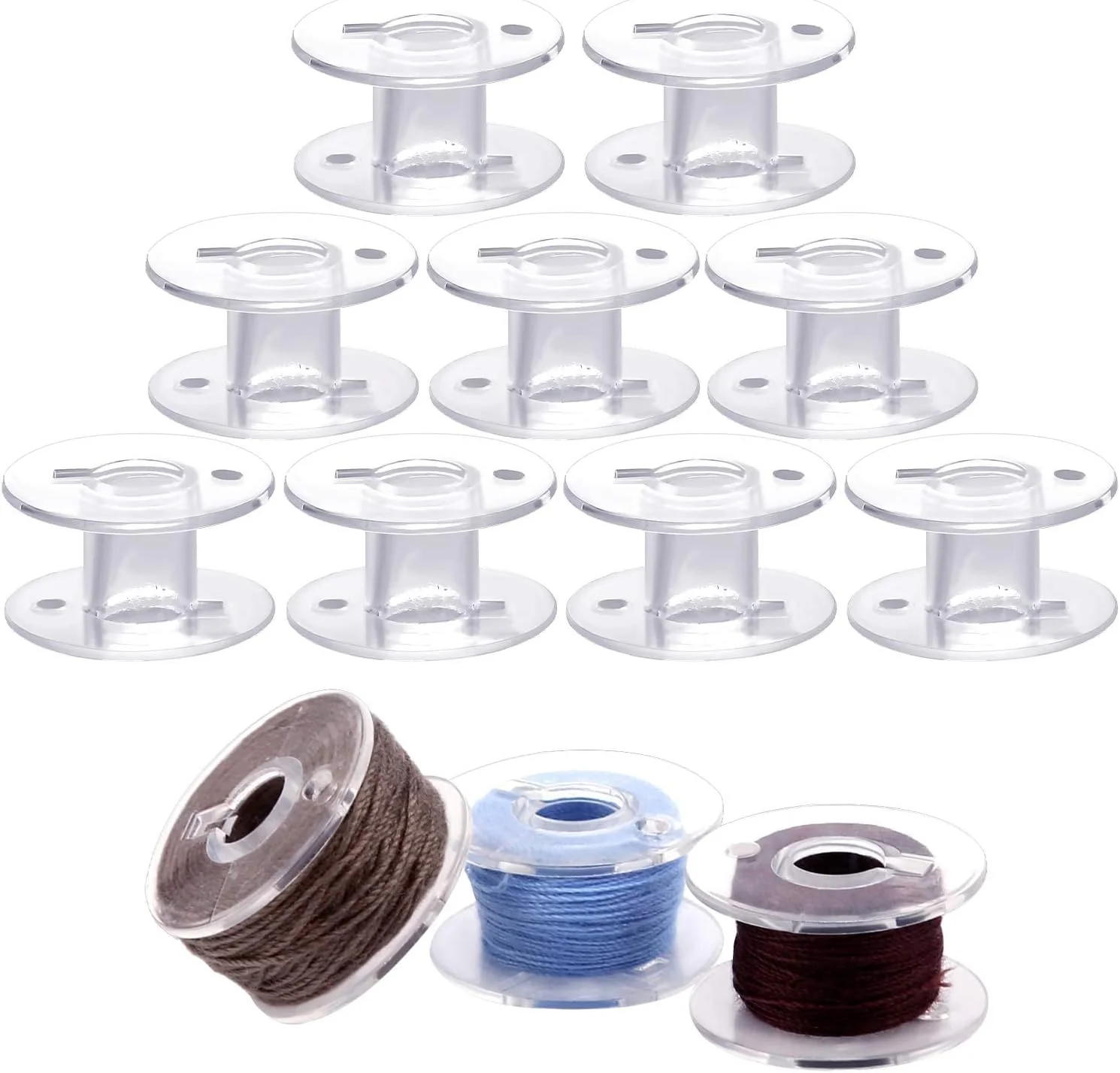 100 عدد ماسوره پلاستیکی، ماسوره های شفاف چرخ خیاطی برای Brother، Singer، Kenmore، Janome، اکثر چرخ خیاطی ها