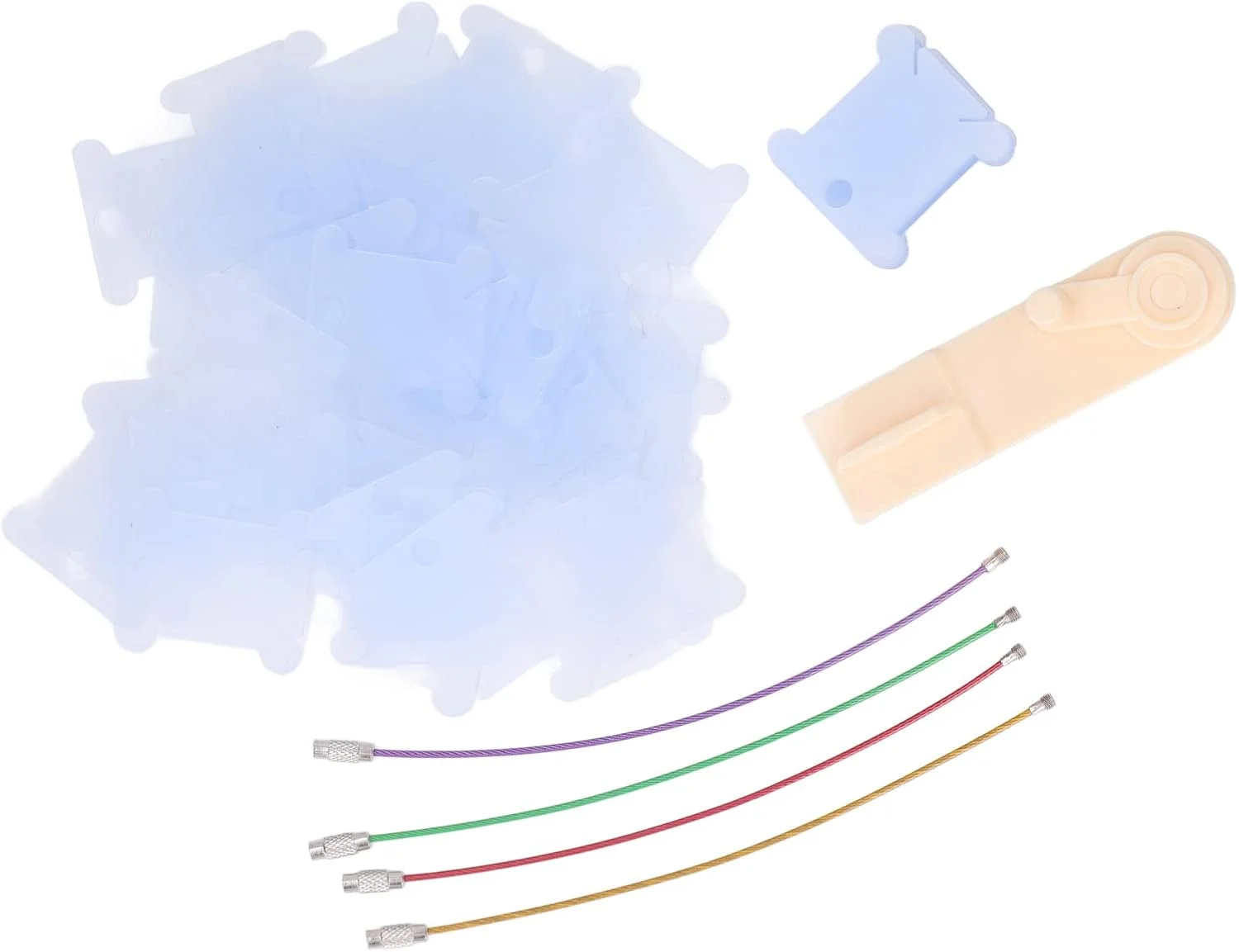 100 عدد ماسوره نخ دندان پلاستیکی، لوازم خیاطی ماسوره، ماسوره های گلدوزی با قرقره پیچ دستی صنایع دستی DIY (آبی)