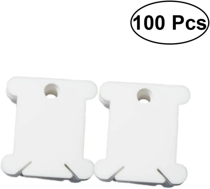 100 عدد قرقره نخ دندان پلاستیکی، کارت نخ گلدوزی، سازمان دهنده نخ قرقره کوک متقاطع، لوازم نگهداری خیاطی DIY (سفید)