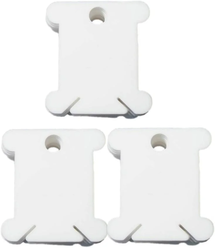 100 عدد قرقره نخ دندان پلاستیکی، کارت نخ گلدوزی، سازمان دهنده نخ قرقره کوک متقاطع، لوازم نگهداری خیاطی DIY (سفید)