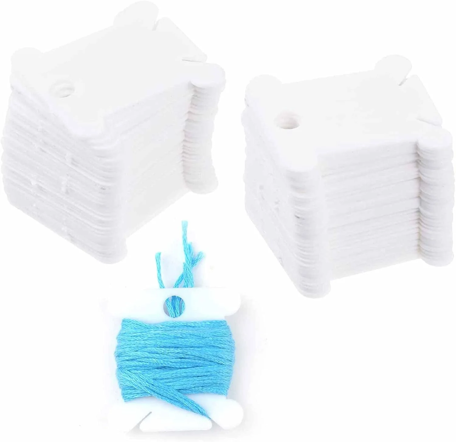 100 عدد قرقره نخ دندان پلاستیکی، کارت نخ دندان پلاستیکی، قرقره نخ گلدوزی، سازمان دهنده قرقره نخ دندان، کارت نخ با نخ پیچ برای بافندگی کوک متقاطع، صنایع دستی DIY، نگهداری خیاطی