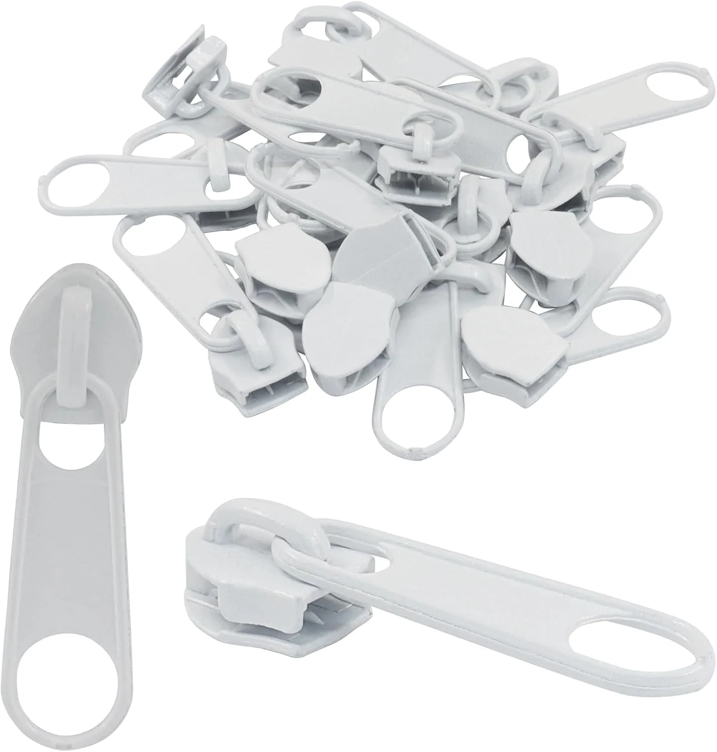 Piutouyar بسته 100 عددی سرزیپ شماره 5 جایگزین، سرزیپ های سفید عمده برای کیت های تعمیر زیپ های نایلونی برای چمدان، ژاکت، کیف پول و کیف