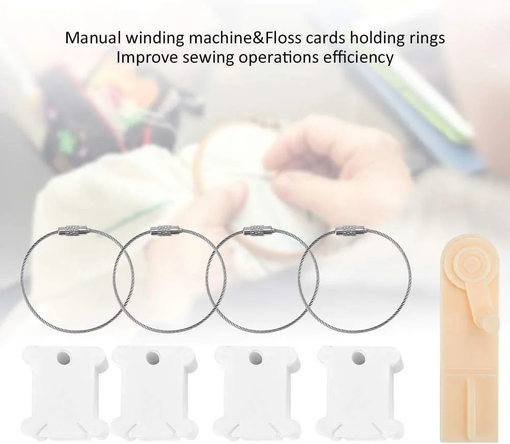 بوبین های نخ دندان پلاستیکی، مجموعه بوبین نخ دندان پلاستیکی کارت نخ با نخ پیچ و 4 عدد حلقه بوبین نخ دندان برای نخ پنبه ای گلدوزی کوک متقاطع