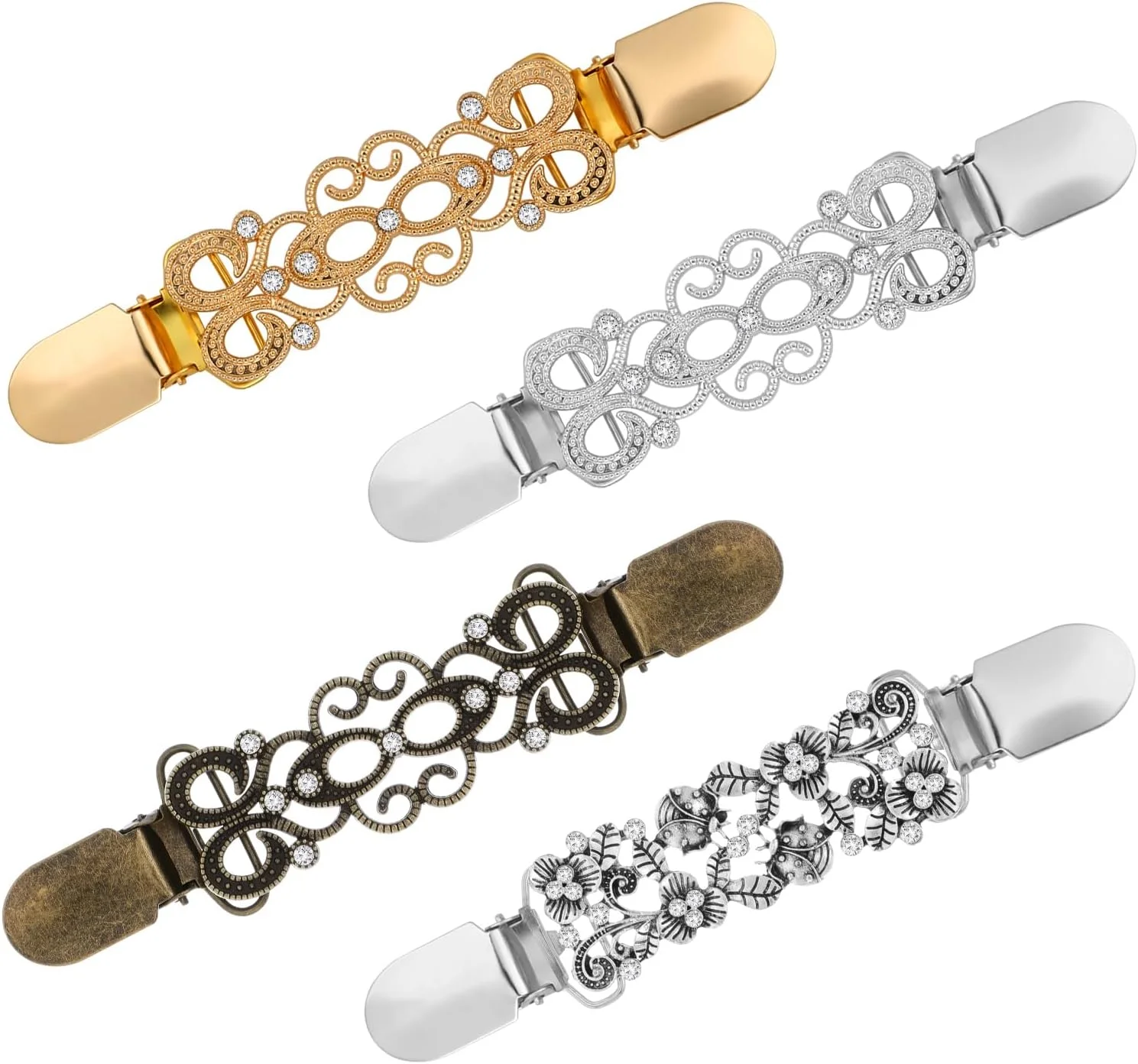 گیره لباس پیریوئو، مجموعه 4 عددی گیره پشتی لباس، گیره شال، گیره پیراهن، گیره پشتی لباس مجلسی قدیمی برای لباس، گیره ژاکت برای نگه داشتن ژاکت، گیره کمربند لباس زنانه